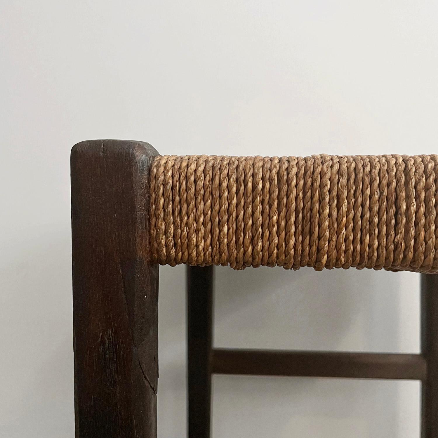 French Cerused Oak & Rope Stool in the style of Francis Jourdain For Sale 3