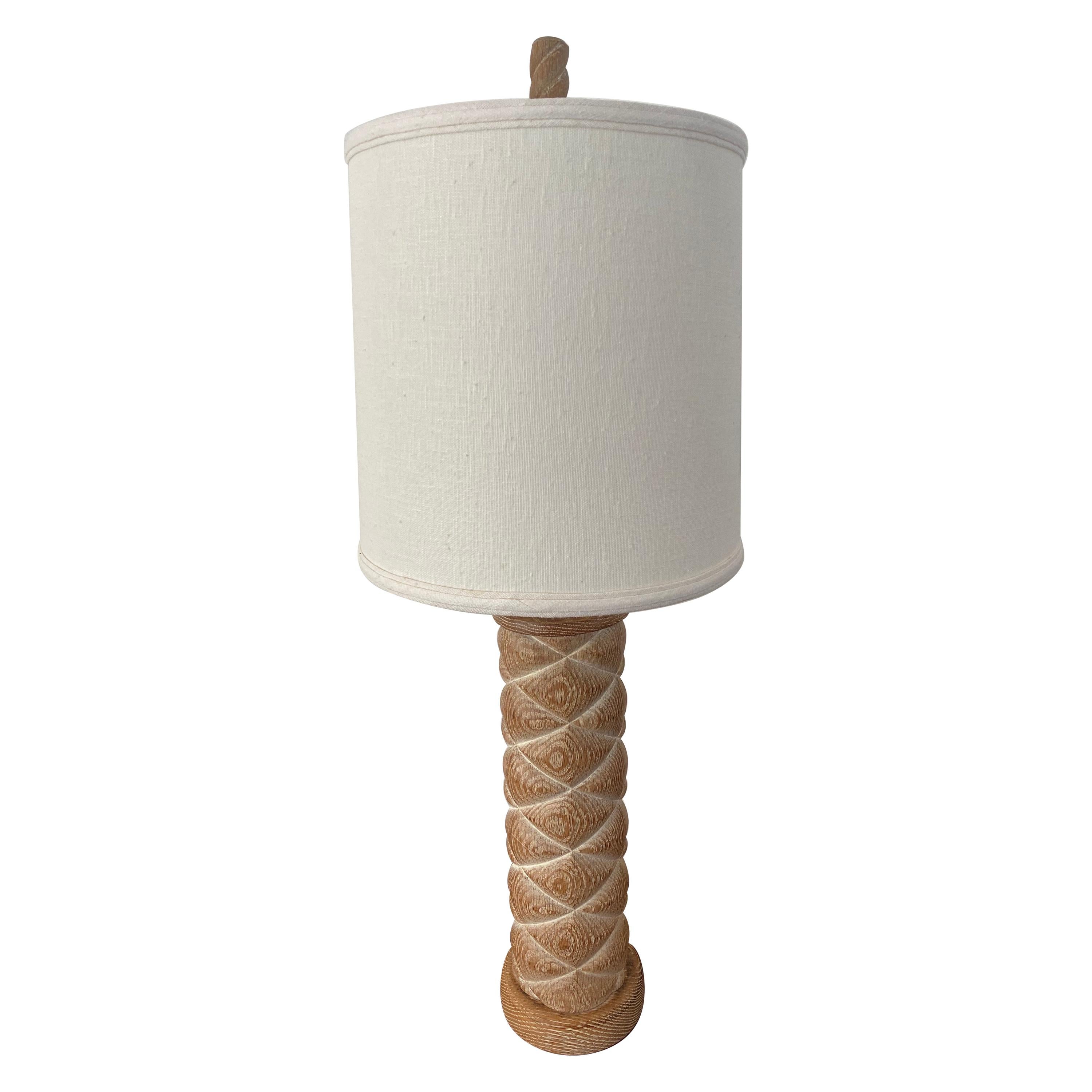 French Cerused Oak Table Lamp For Sale