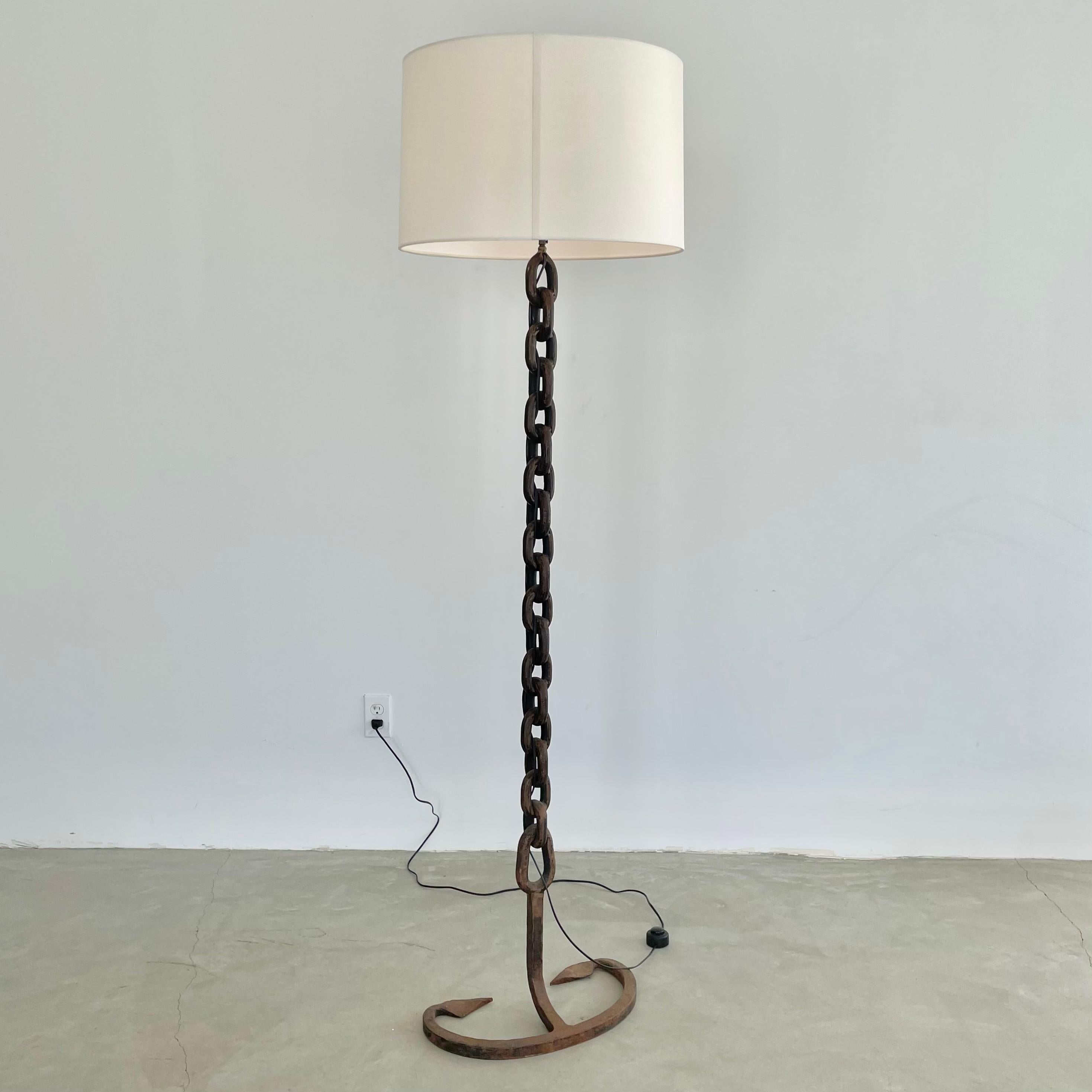 Brutalist French Chain Link Floor Lamp, 1960s France For Sale
