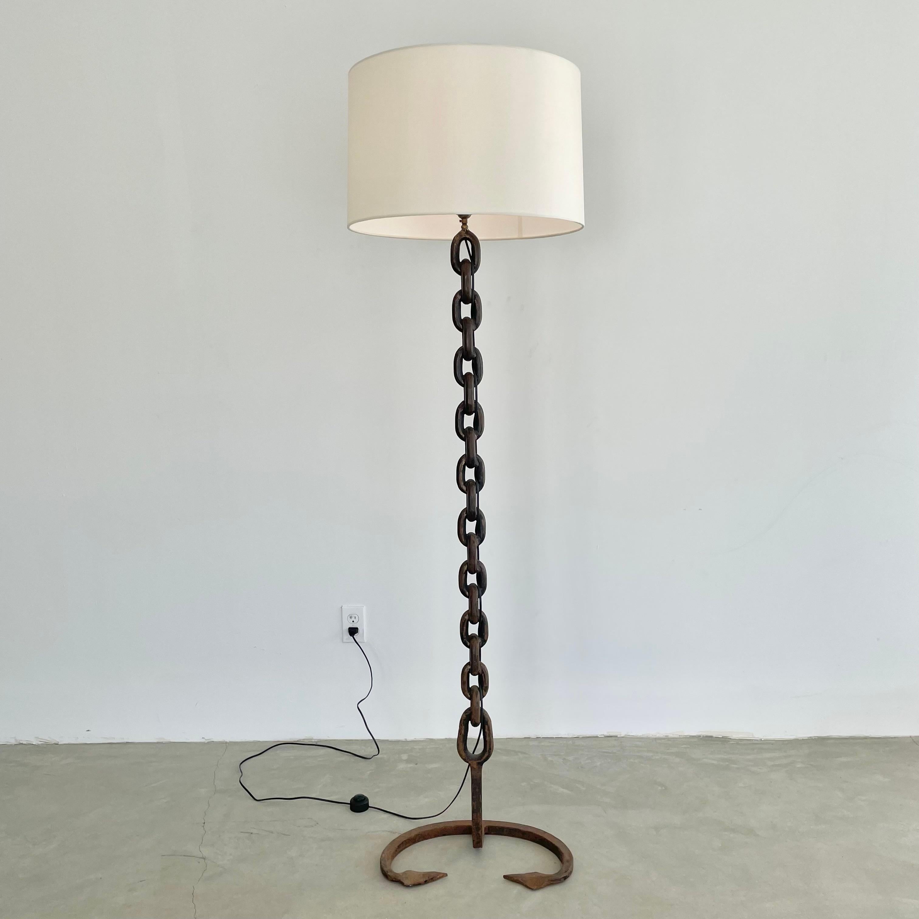 Silk French Chain Link Floor Lamp, 1960s France For Sale