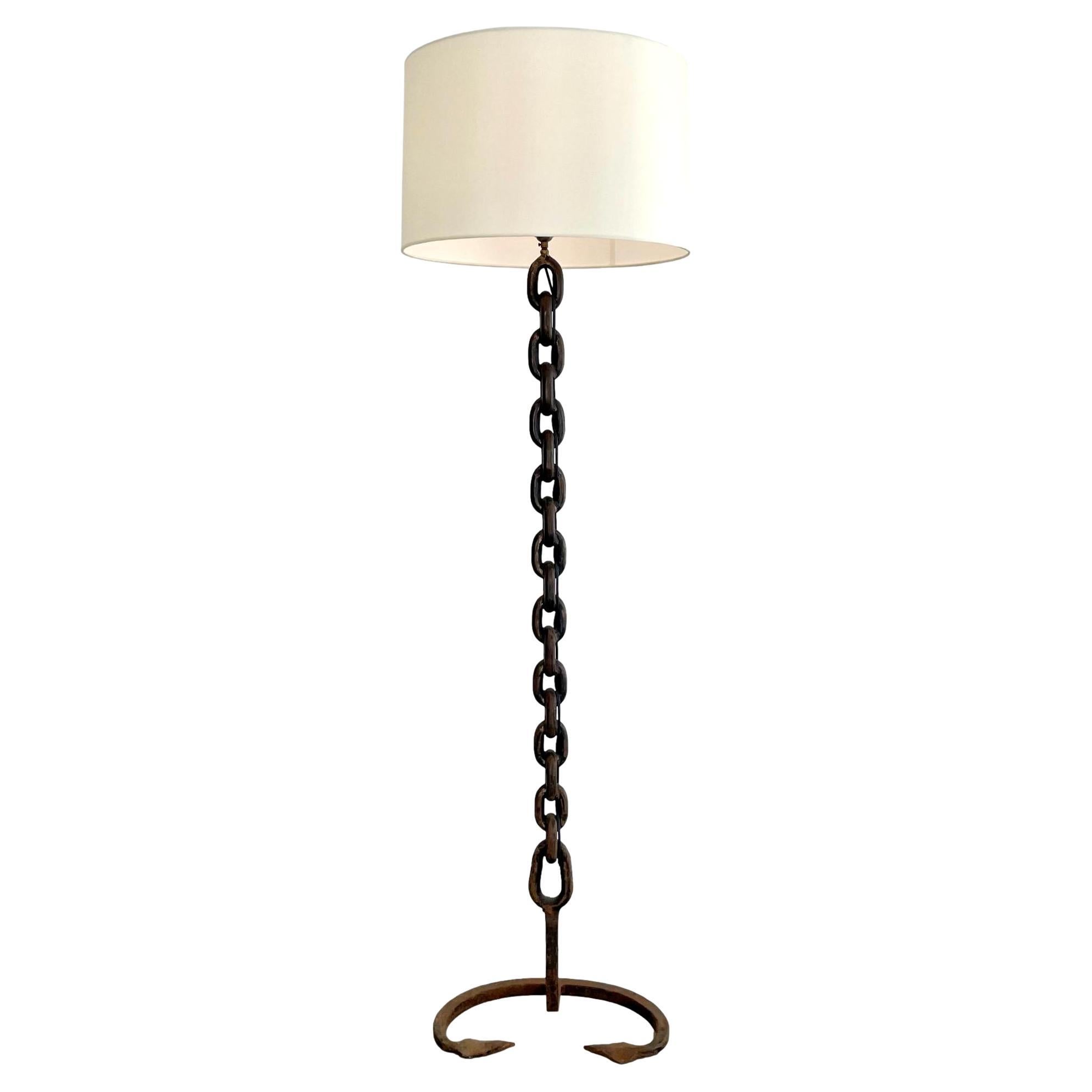 French Chain Link Floor Lamp, 1960s France For Sale