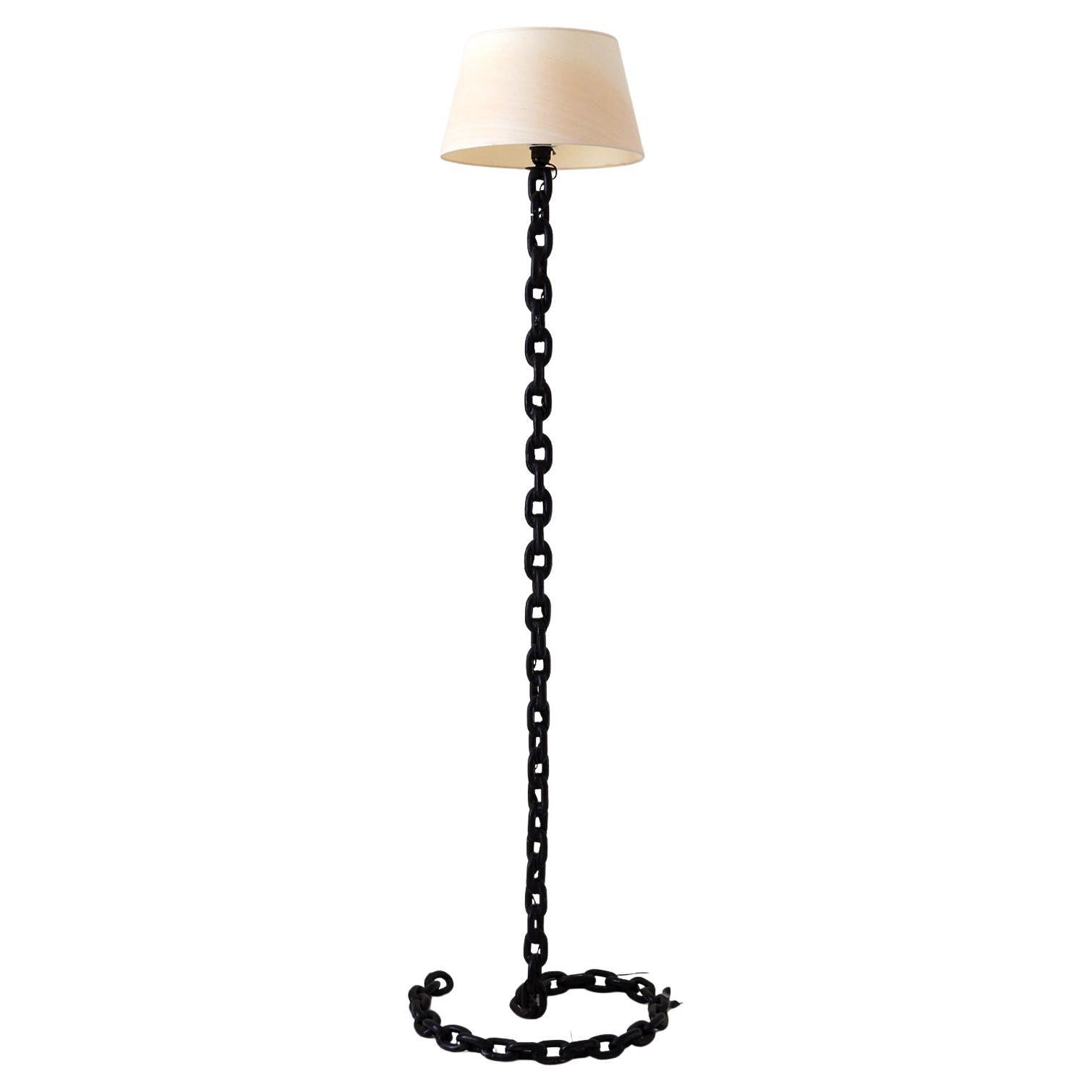 French Chain Link Floor Lamp in the Style of Franz West, 1980's For Sale