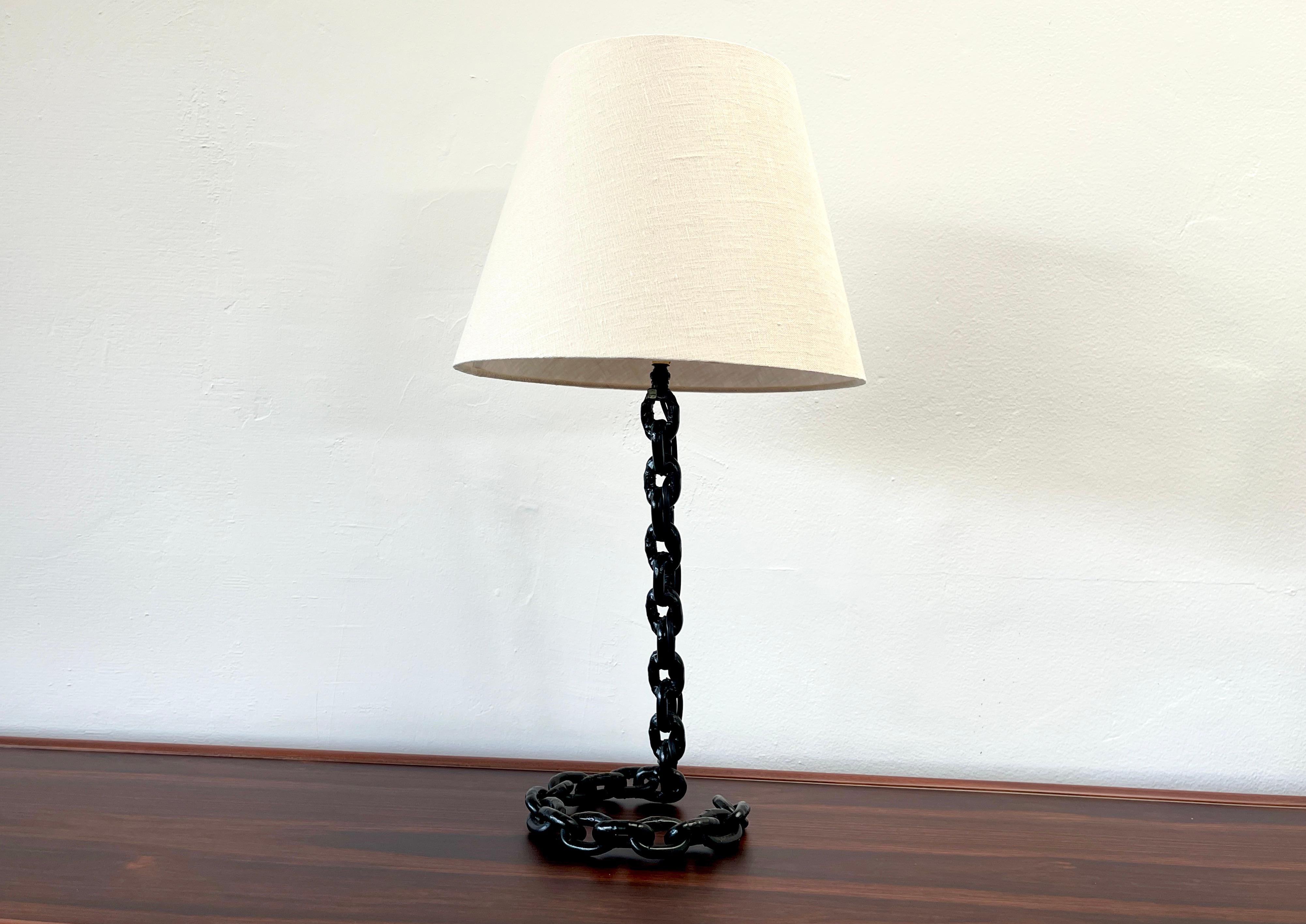 1950's French chain link lamp in the style of Franz West - 
Thick iron with wonderful patina 
Newly rewired with new shade.
