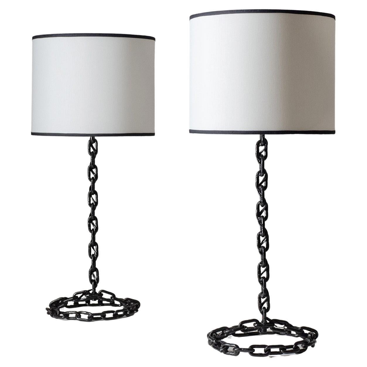 French Chain Link Table Lamps, circa 1970