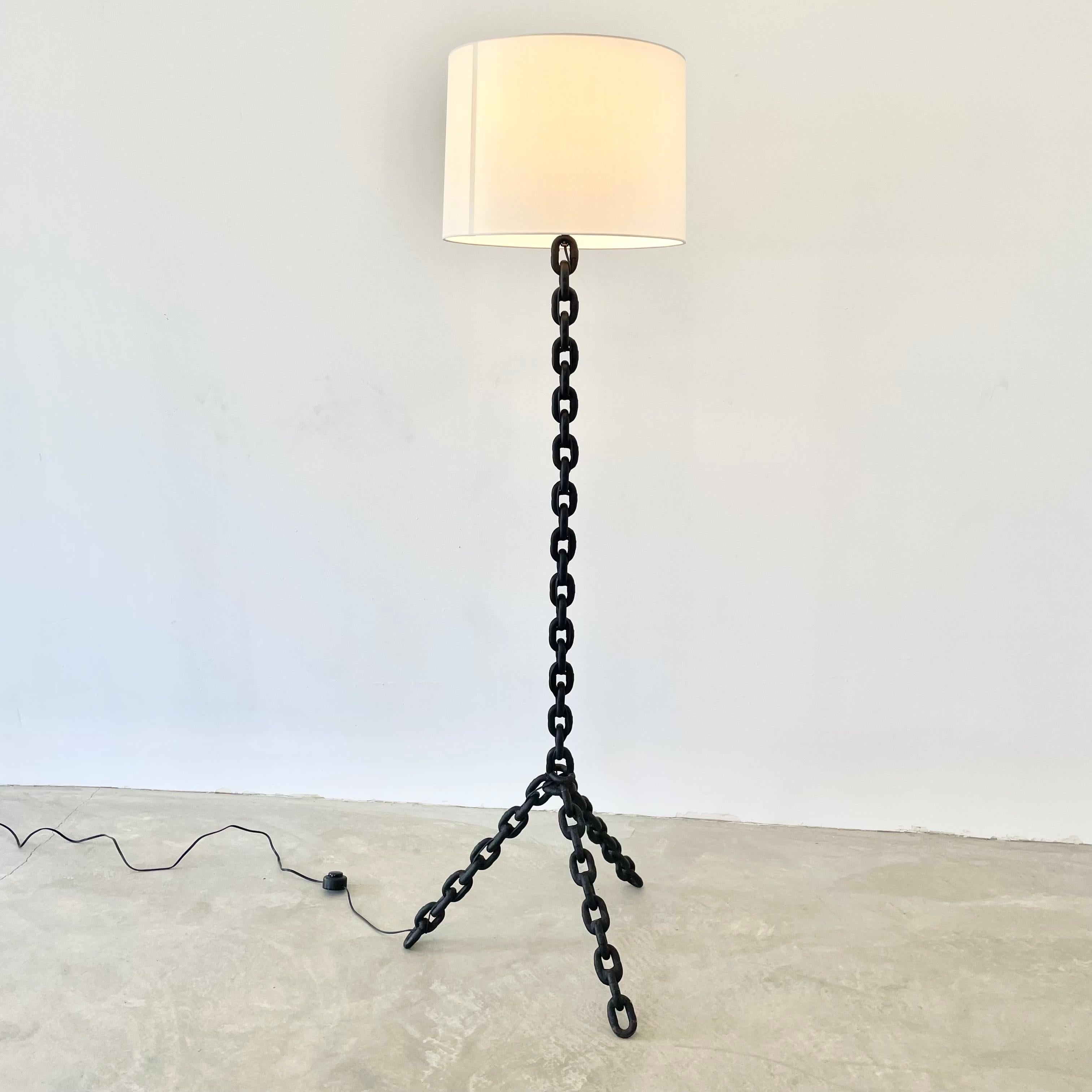Silk French Chain Tripod Floor Lamp, 1960s France For Sale