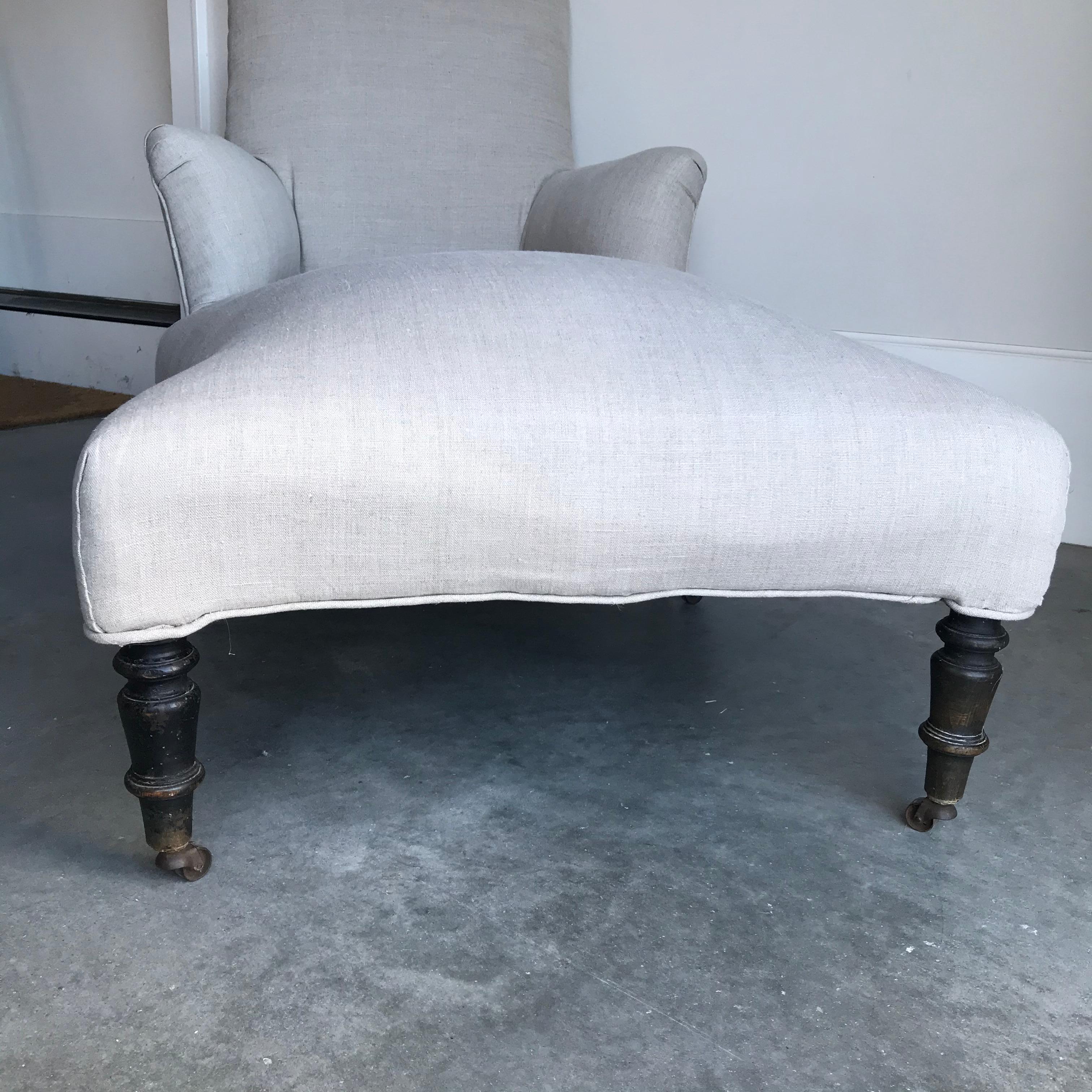 French Chair and Ottoman Chaise Lounge Set In Excellent Condition In Hopewell, NJ