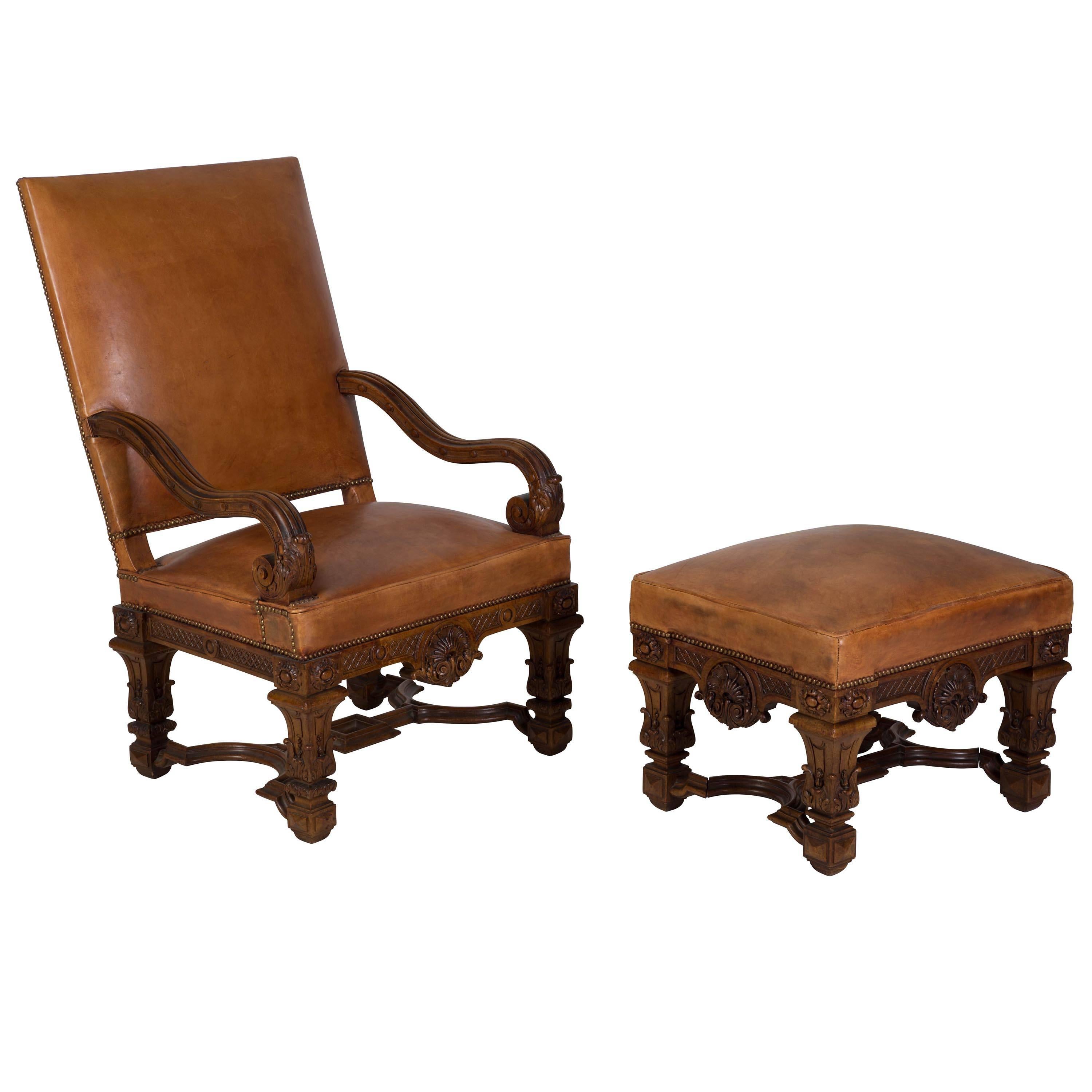 19th Century French Chair and Ottoman