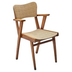 Vintage French Chair in Reed Vinyl and Wood