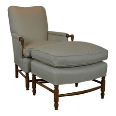 Antique French Chair & Ottoman
