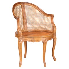 French "Chaise De Bureau", Beechwood and Caning