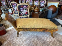 French Chaise Lounge "off Center" Style Mid-Century Modern Faux Tortoiseshell