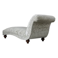 French Chaise Longue with New Upholstery in Striae Velvet, circa 1930s