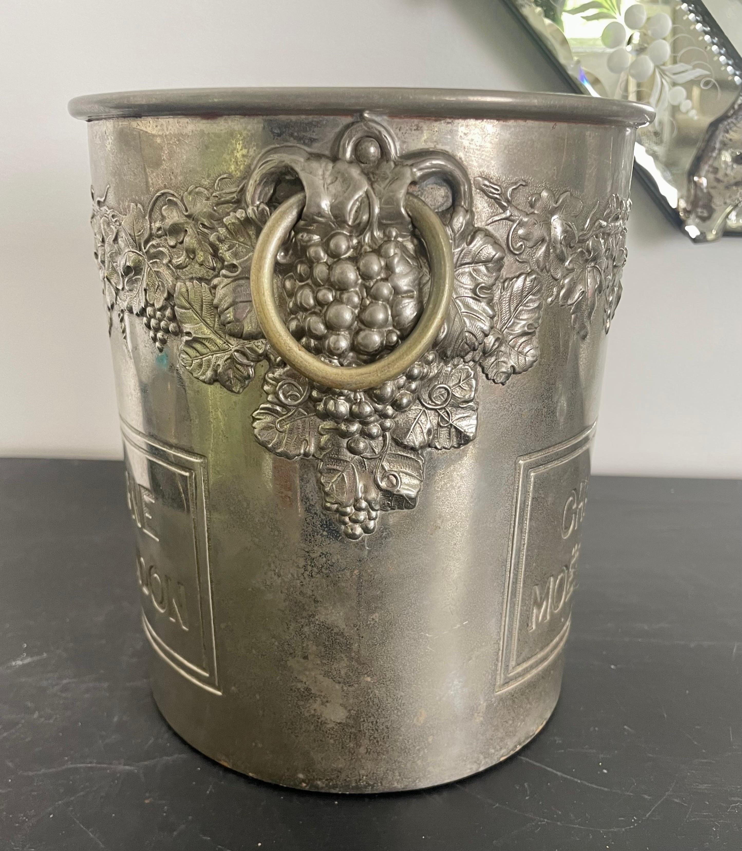 Silver Plate French Champagne Bucket Ice Bucket Wine Cooler Moët Et Chandon Vintage Art Deco