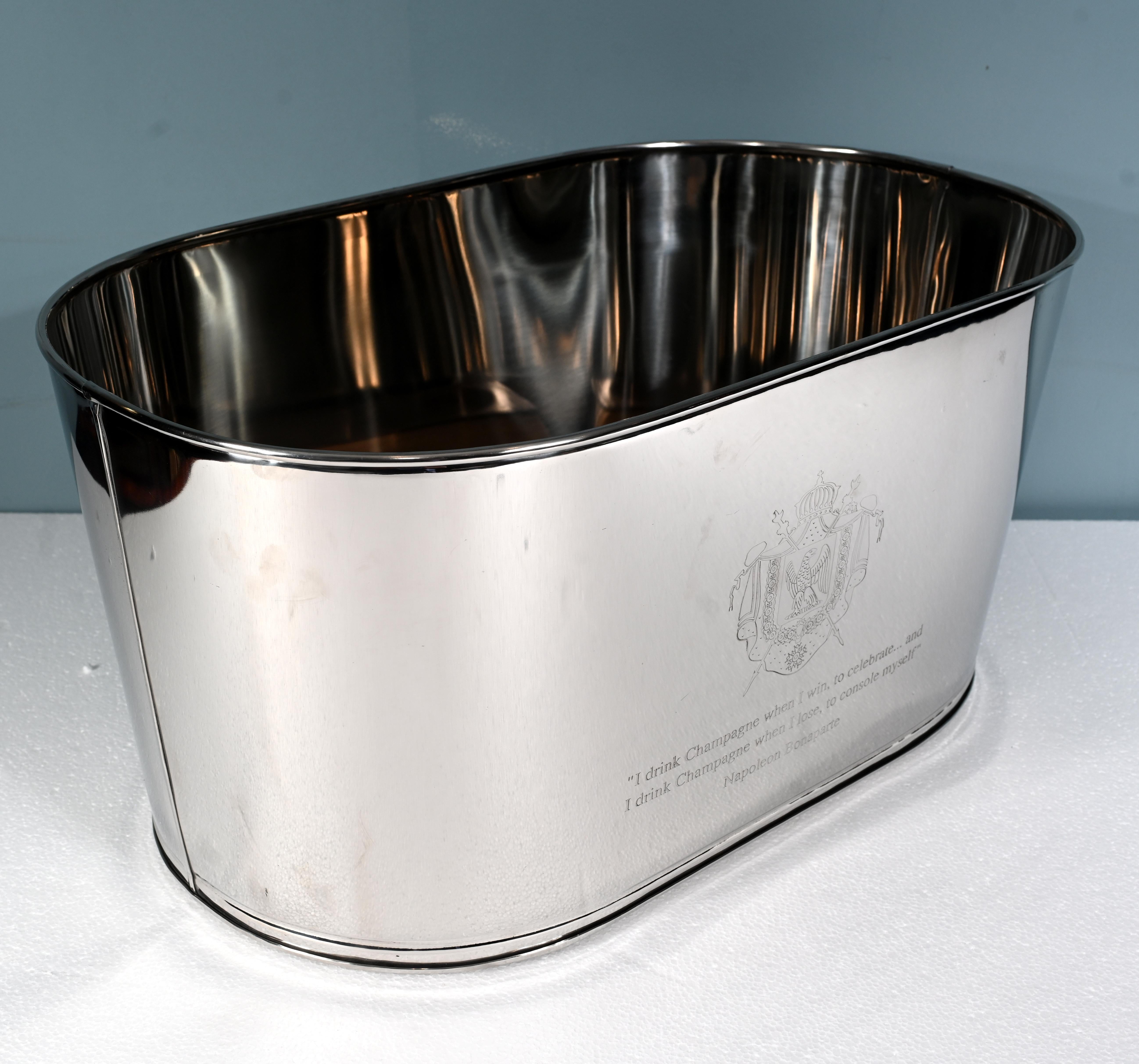 Secchiello da champagne francese A. Silver Plate 8 Bottle Wine Cooler Bollinger in vendita 1
