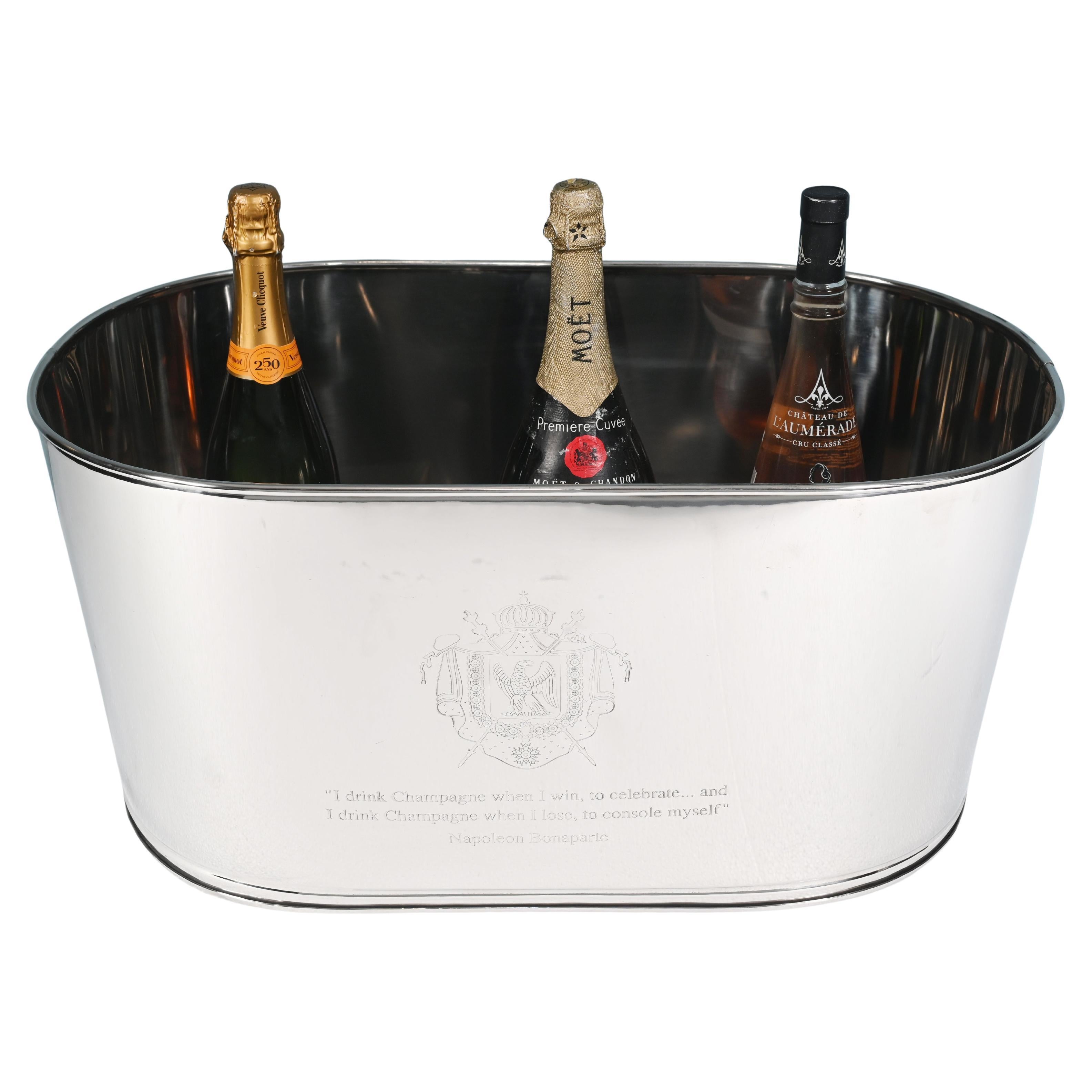 Secchiello da champagne francese A. Silver Plate 8 Bottle Wine Cooler Bollinger in vendita