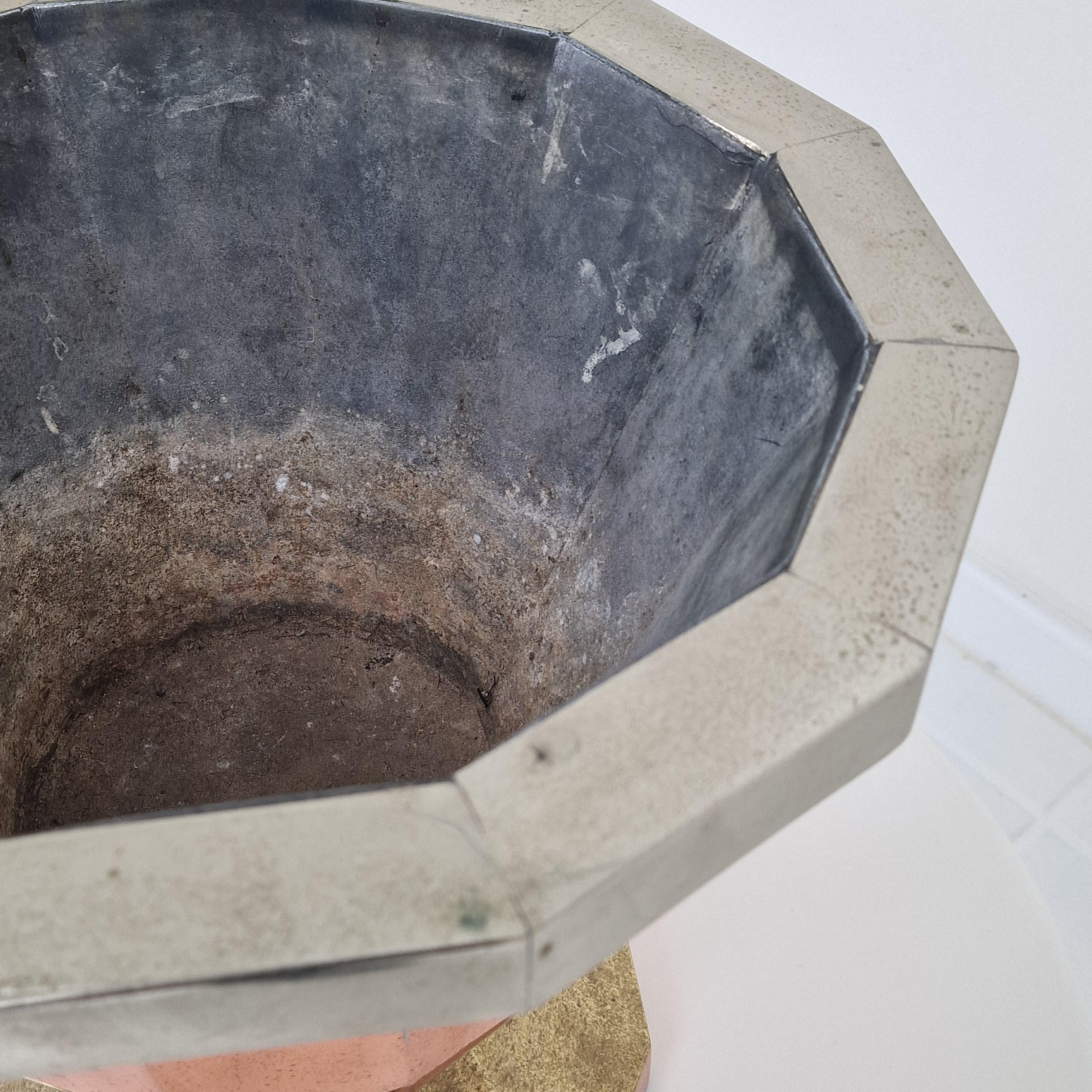 Champañera o Jardinera Francesa en Latón Cobre Pulido y Cromo, Años 70 en venta 2