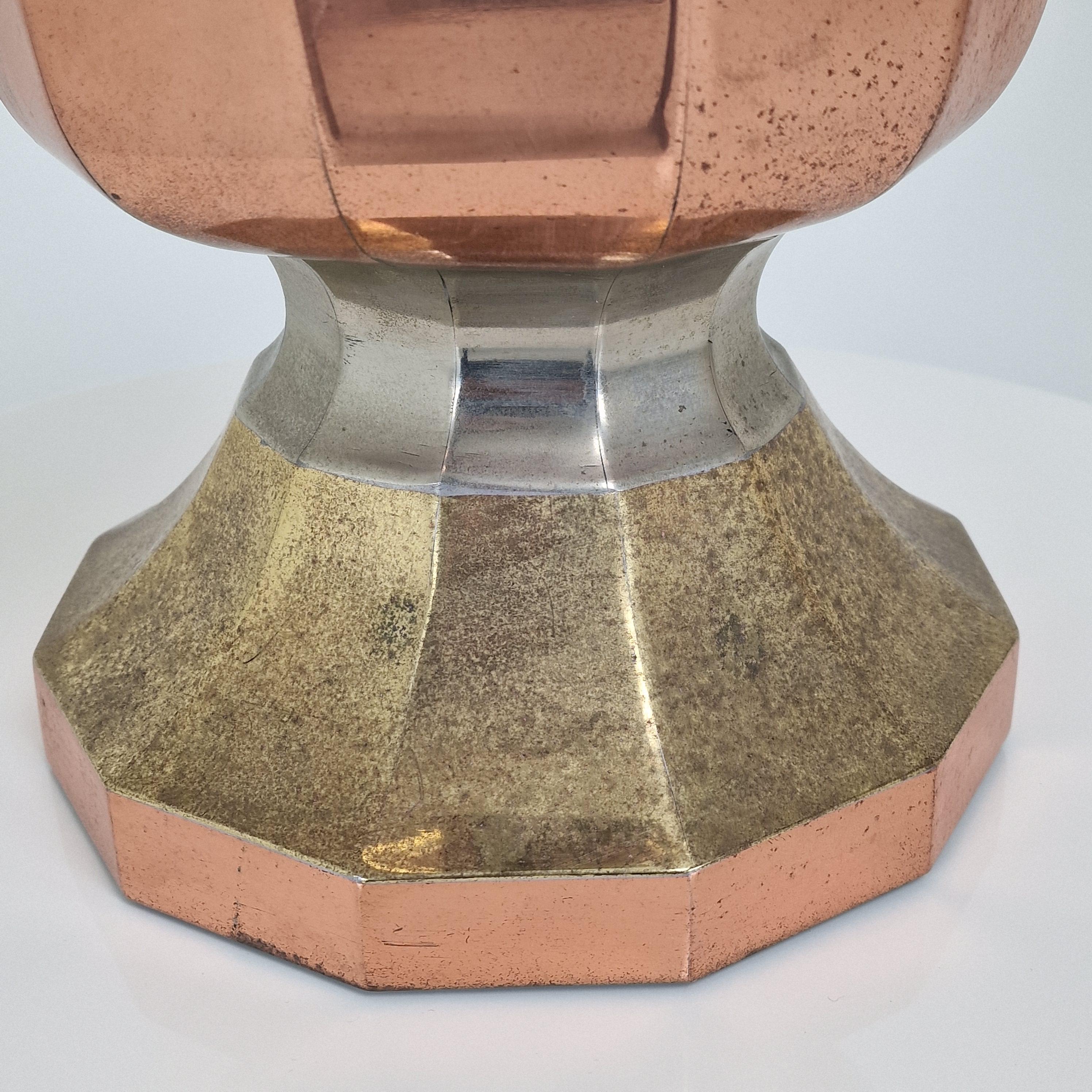 Champañera o Jardinera Francesa en Latón Cobre Pulido y Cromo, Años 70 en venta 3