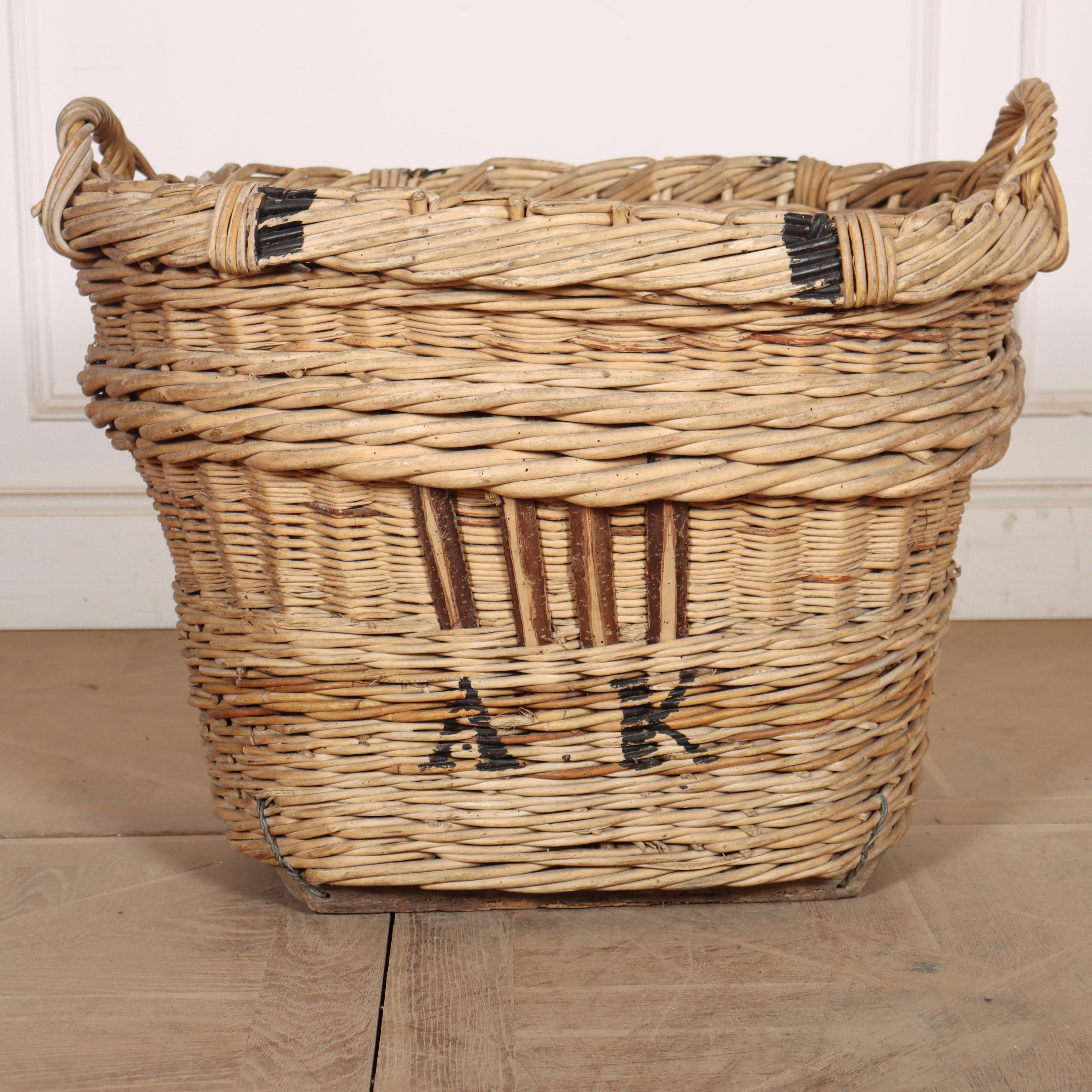 Early 20th Century French wicker champagne grape basket. Would make a wonderful log basket due to it's heavy quality. 1920.


Code: 8972

Dimensions:
W: 32