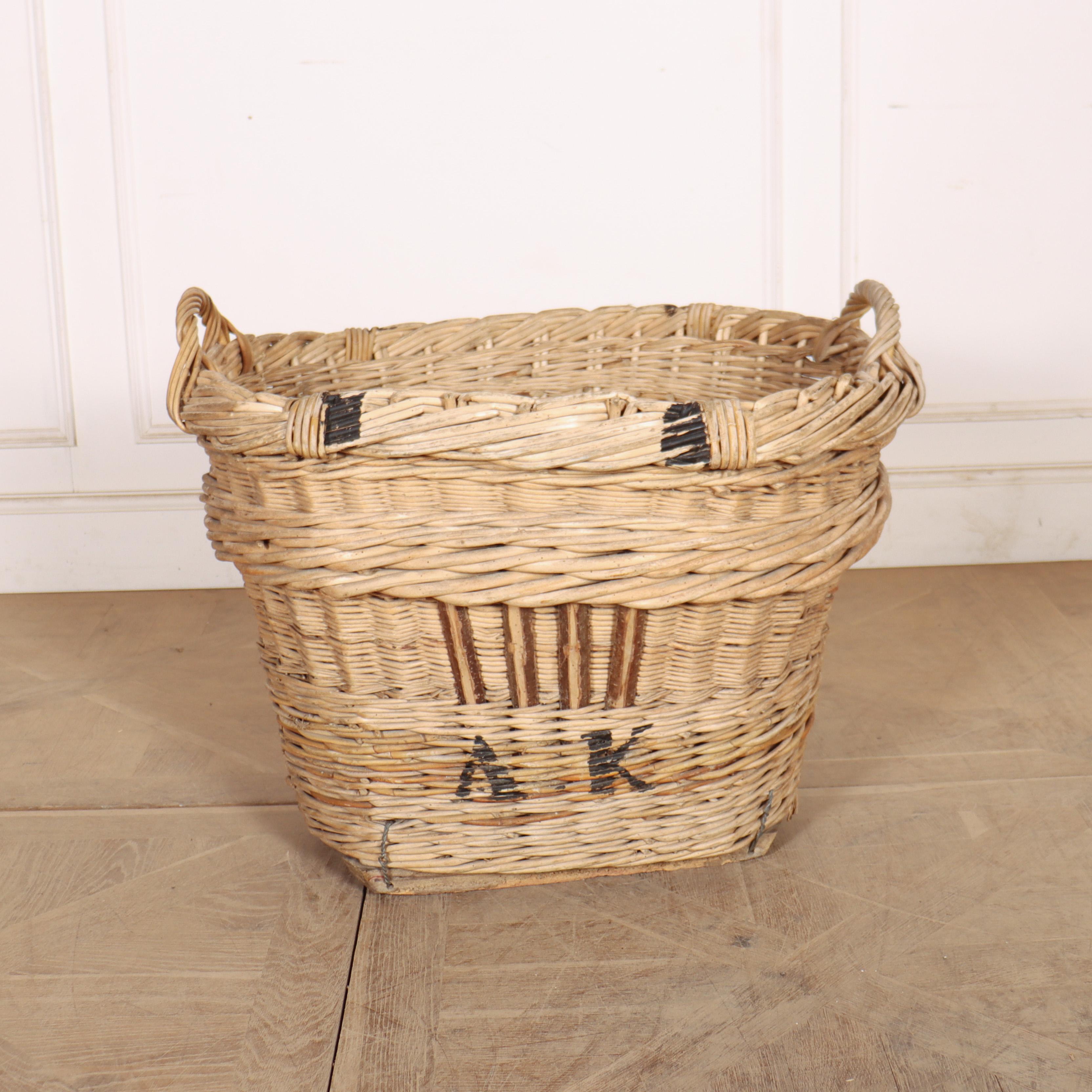 Wicker French Champagne Grape Basket For Sale