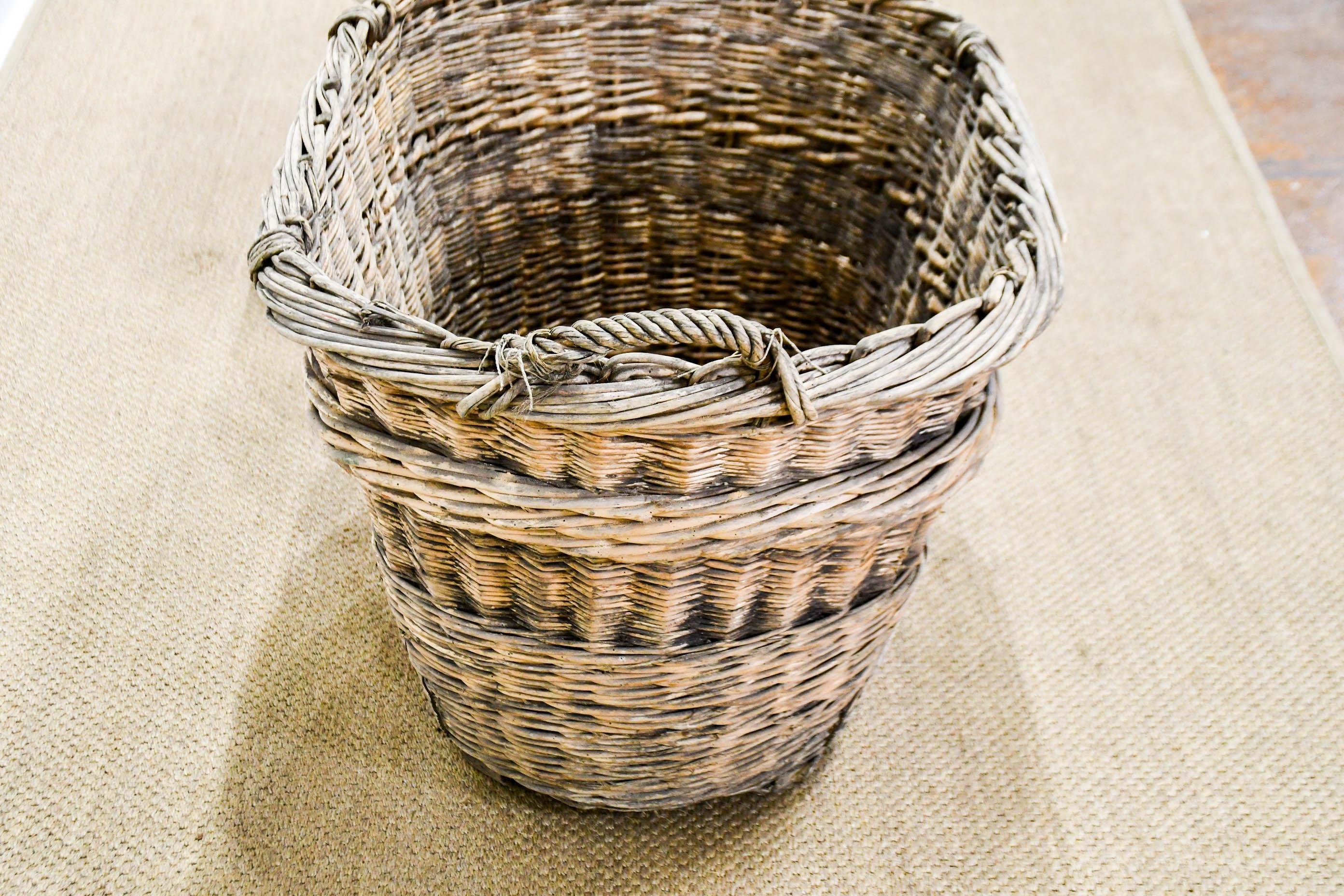 Country French Champagne Grape Gathering Baskets, Sold Singly