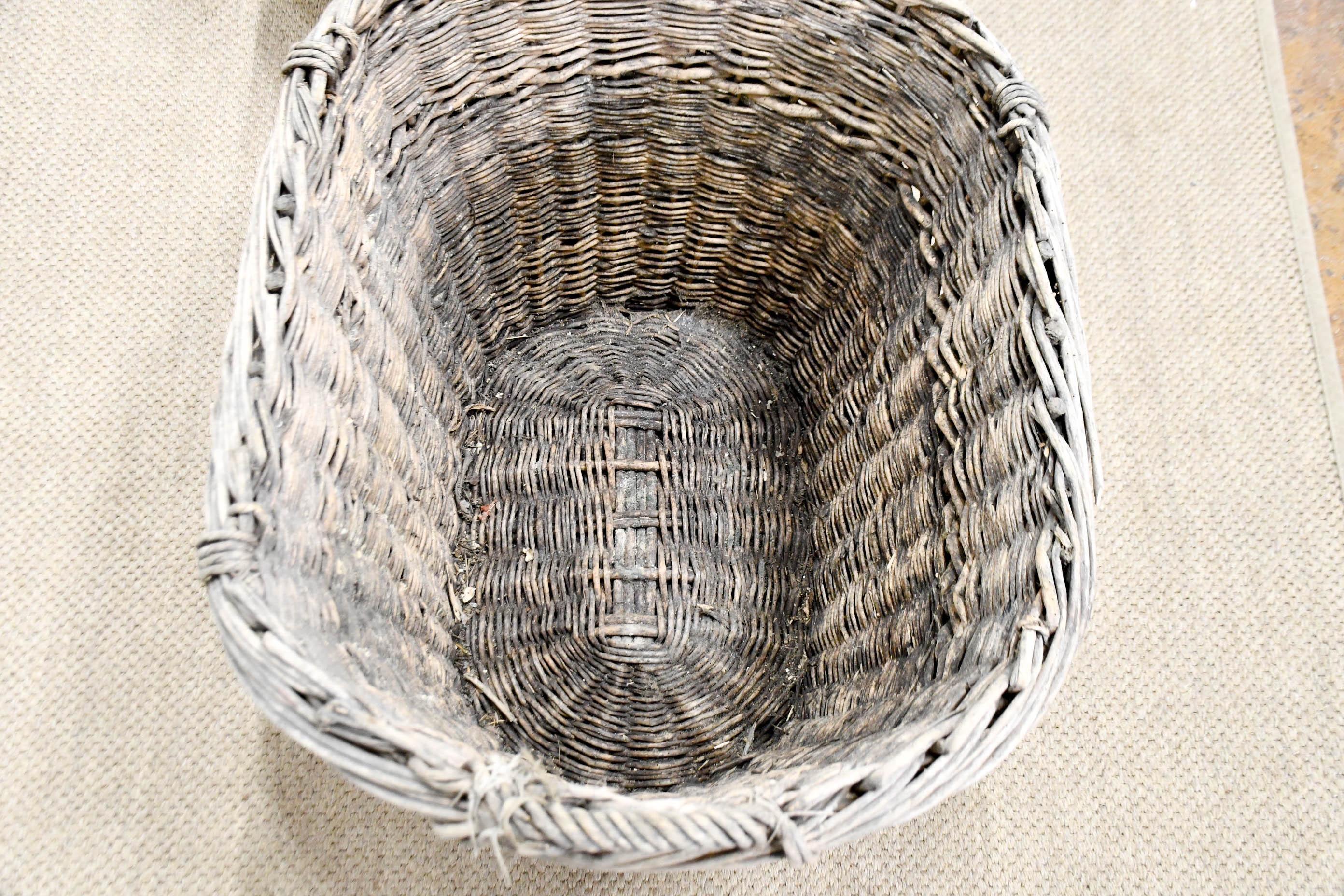 Hand-Woven French Champagne Grape Gathering Baskets, Sold Singly