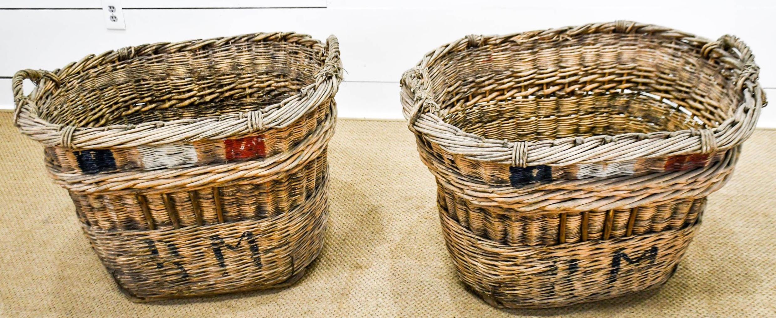 Wicker French Champagne Grape Gathering Baskets, Sold Singly