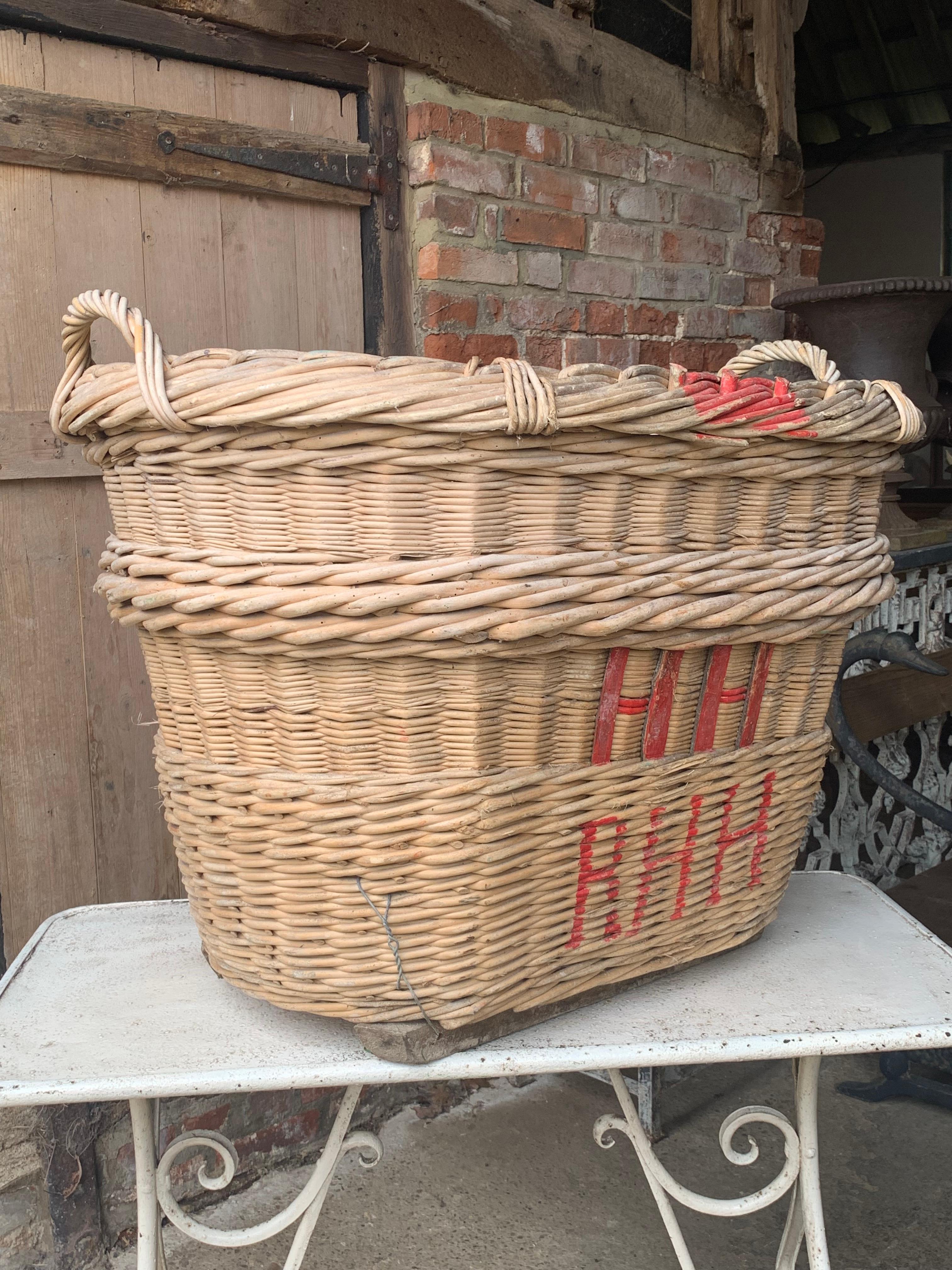 Hand-Crafted French Champagne Grape Harvesting Basket For Sale