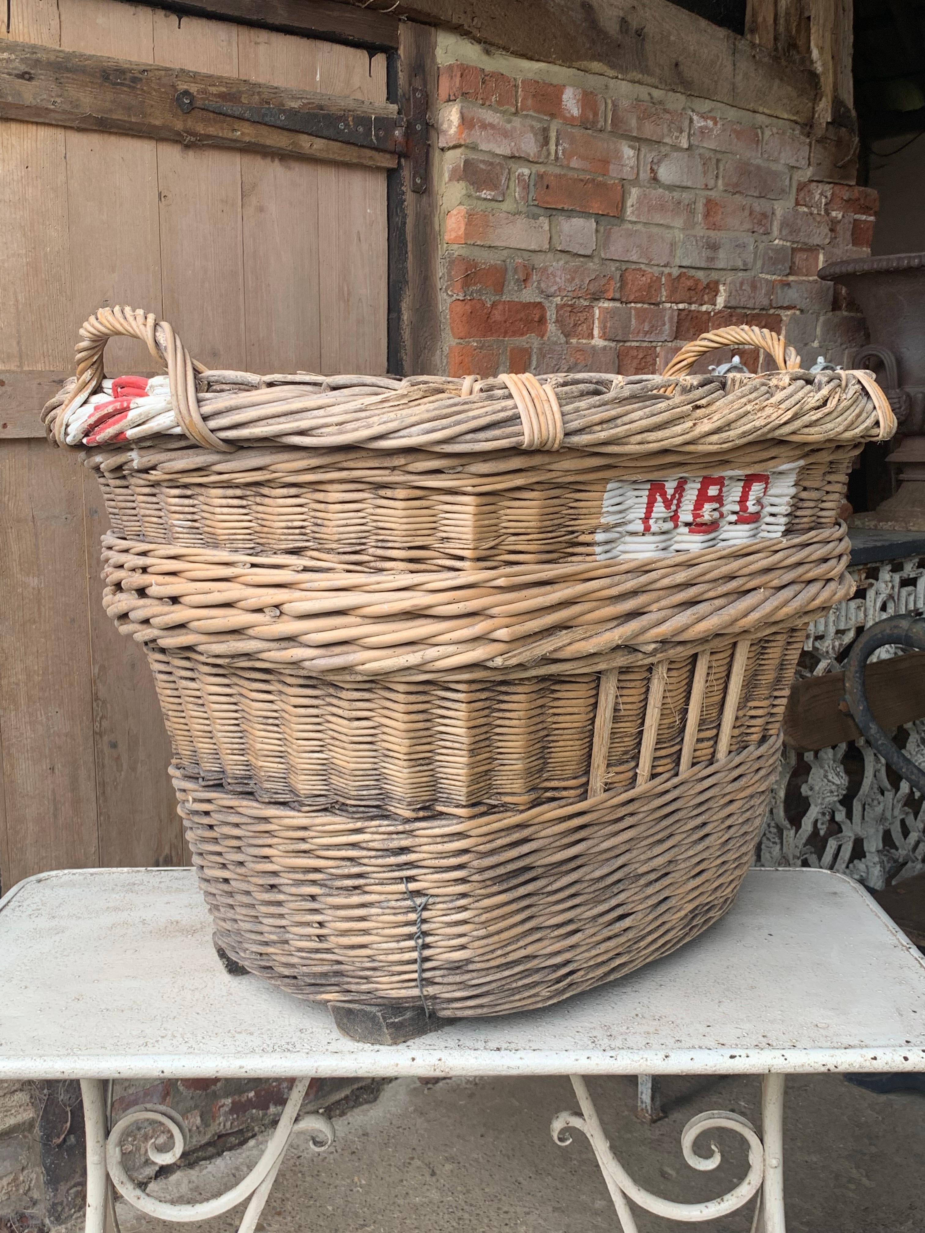 Hand-Crafted French Champagne Grape Harvesting Basket For Sale