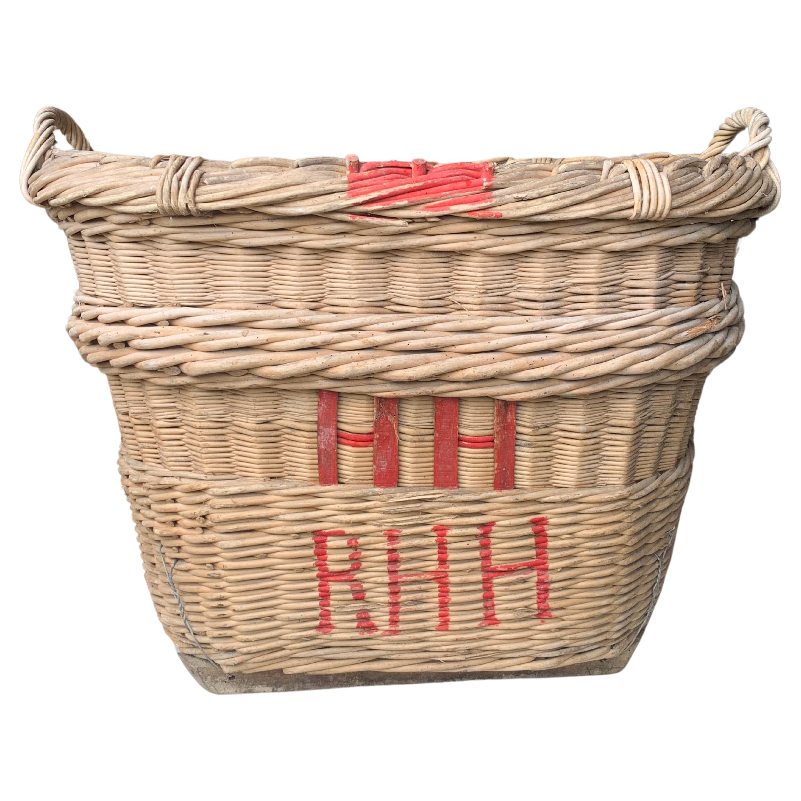 French Champagne Grape Harvesting Basket For Sale