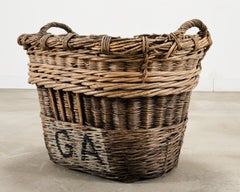 French Champagne Grape Vineyard Harvest Woven Wicker Basket