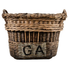 French Champagne Grape Vineyard Harvest Woven Wicker Basket
