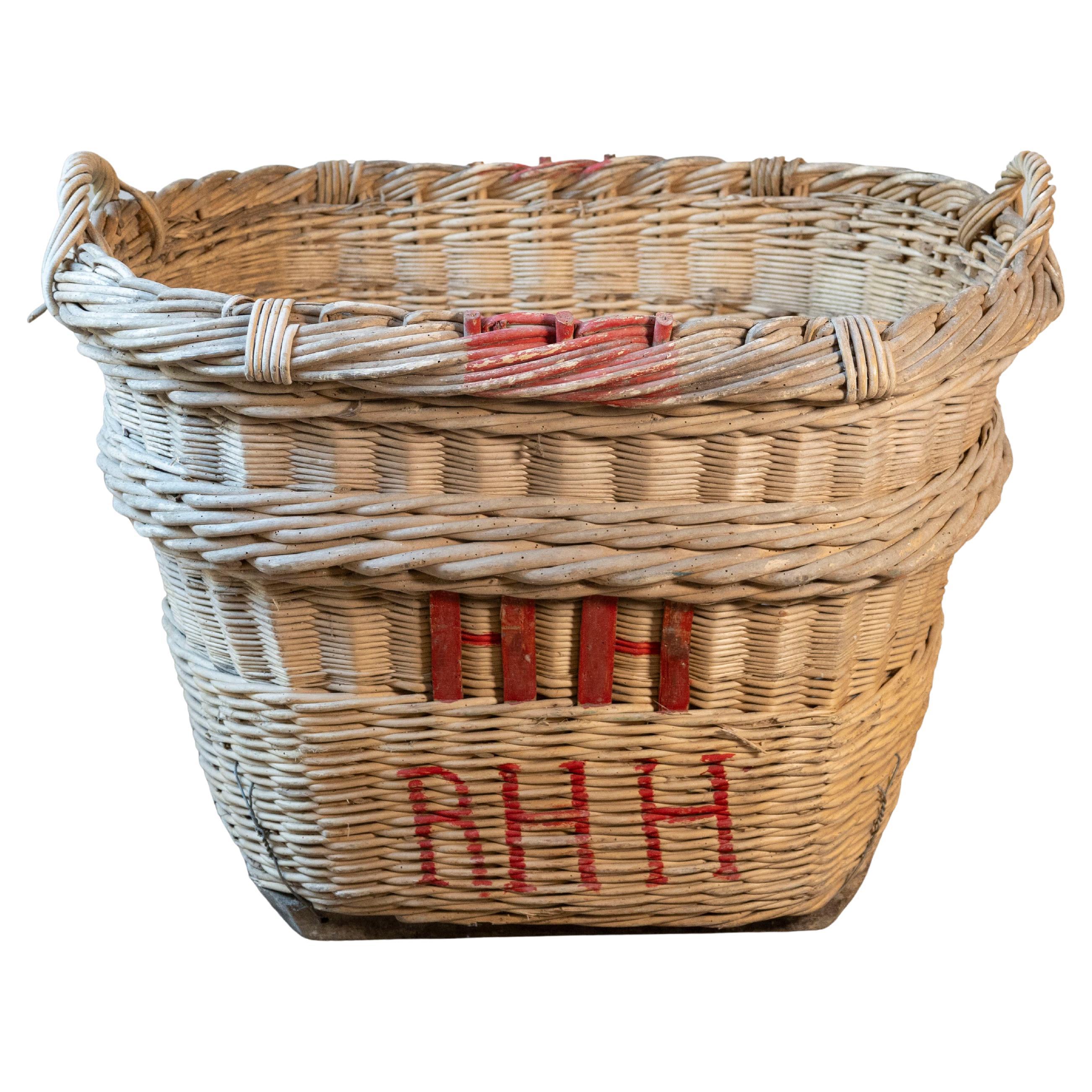 Cesta de la vendimia del champán francés