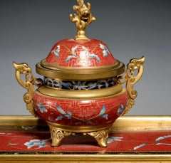 French champleve Chinoiserie inkstand