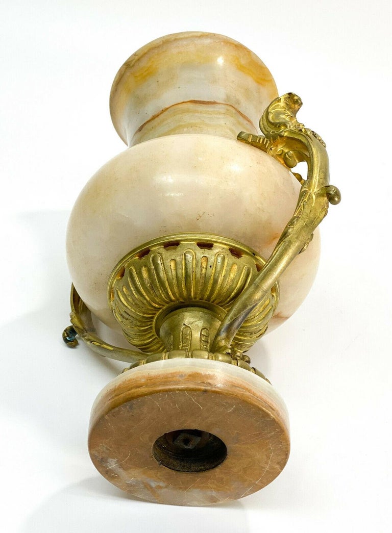 French Champleve Enamel and Beige Onyx Stone Bronze Mounted Urn, 19th ...