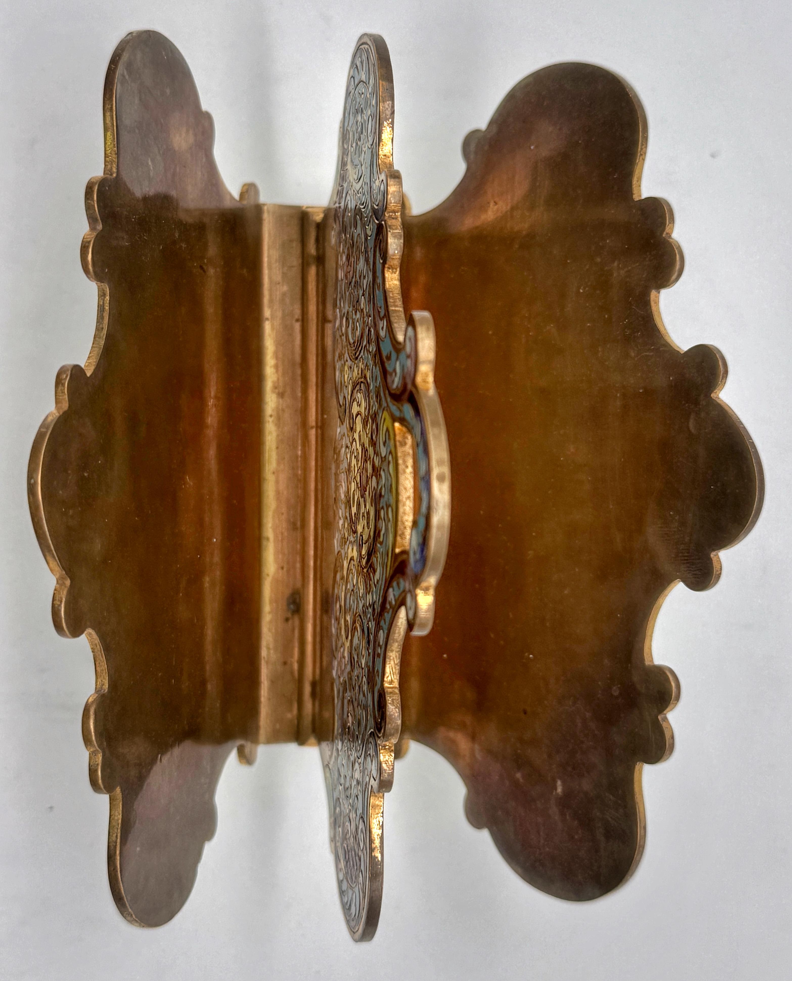 French Champlevé Enamel & Ormolu Letter Rack, Late 19th Century For Sale 5