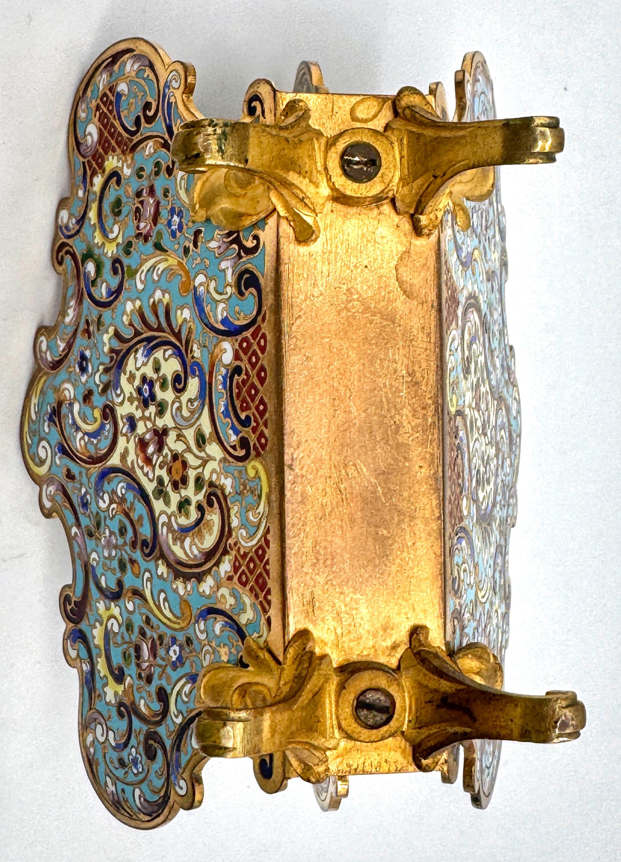 French Champlevé Enamel & Ormolu Letter Rack, Late 19th Century For Sale 4