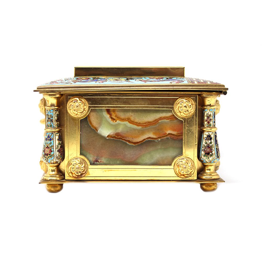 Napoleon III French Champlevé Onyx Box For Sale
