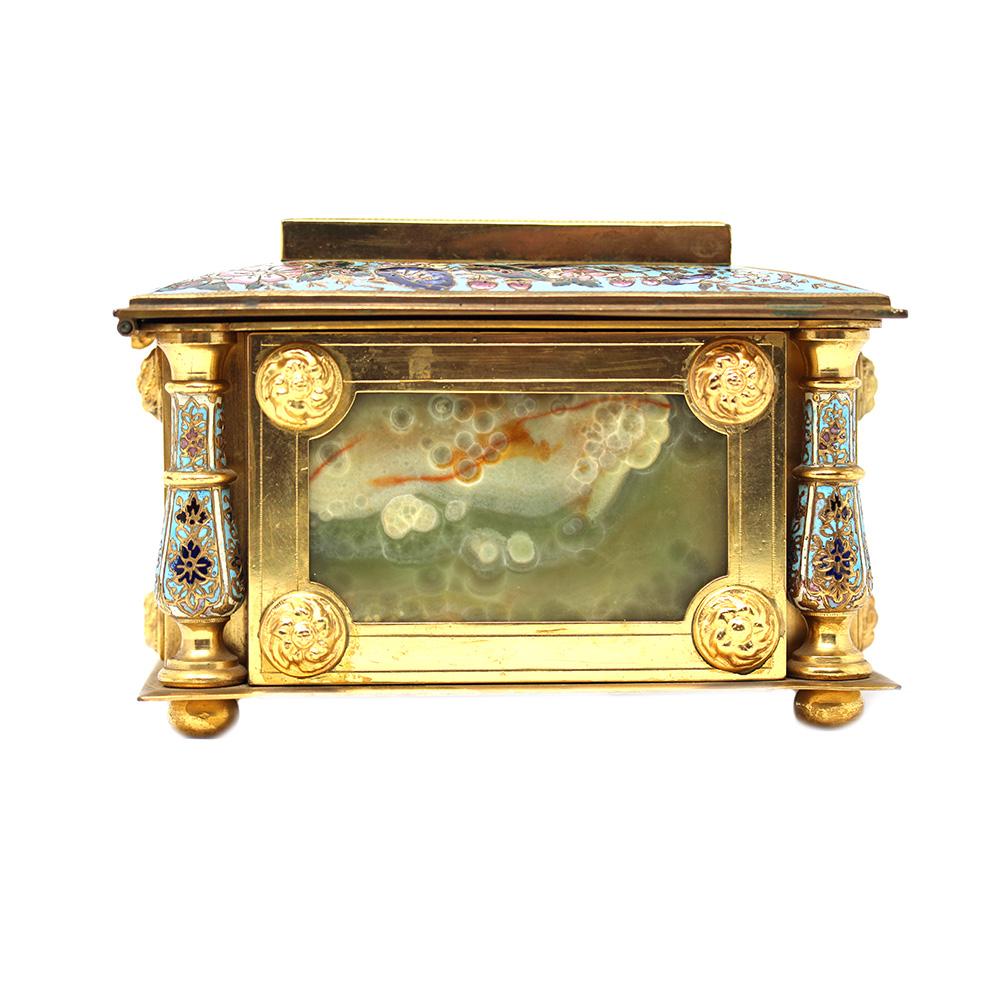French Champlevé Onyx Box In Good Condition For Sale In Newark, England