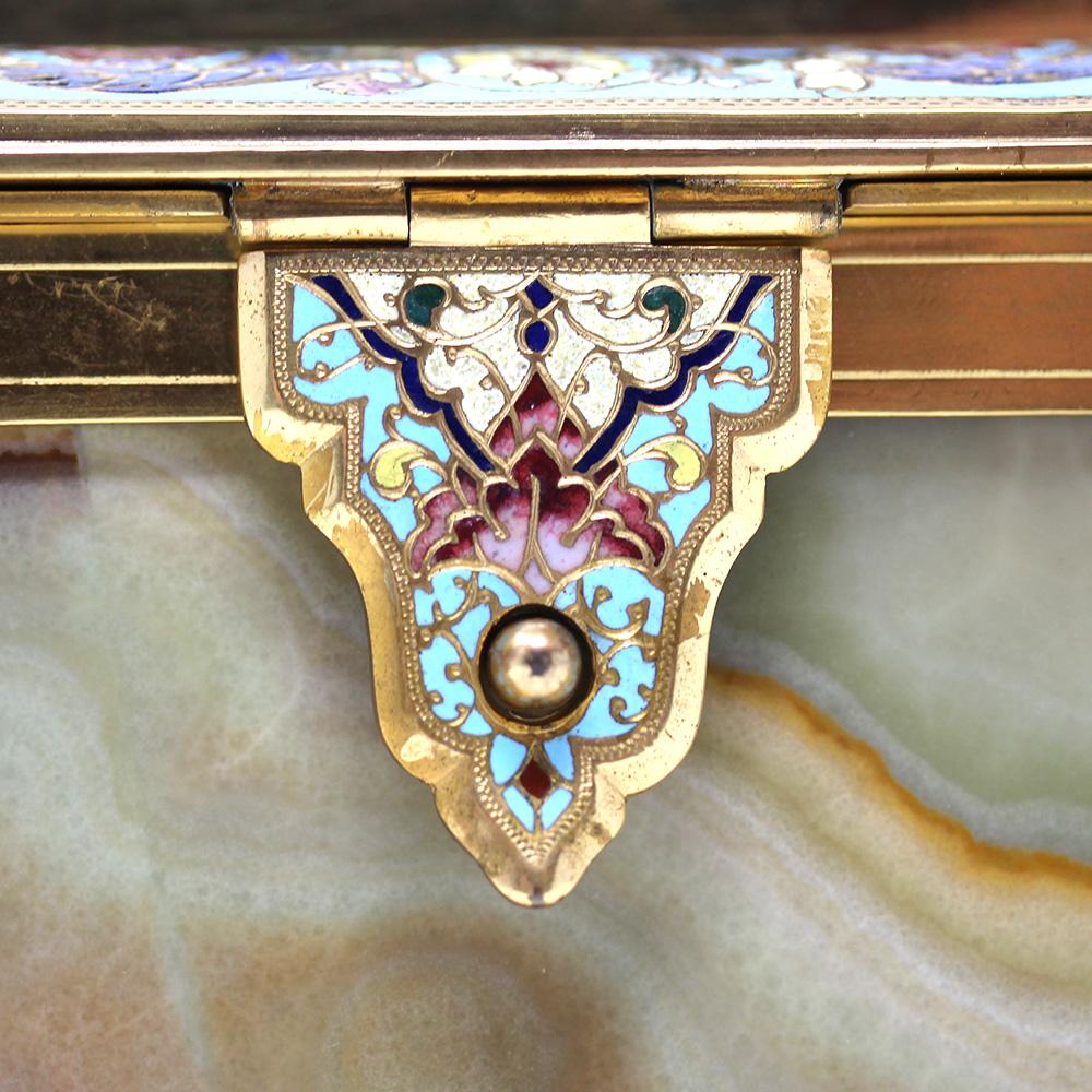 19th Century French Champlevé Onyx Box For Sale