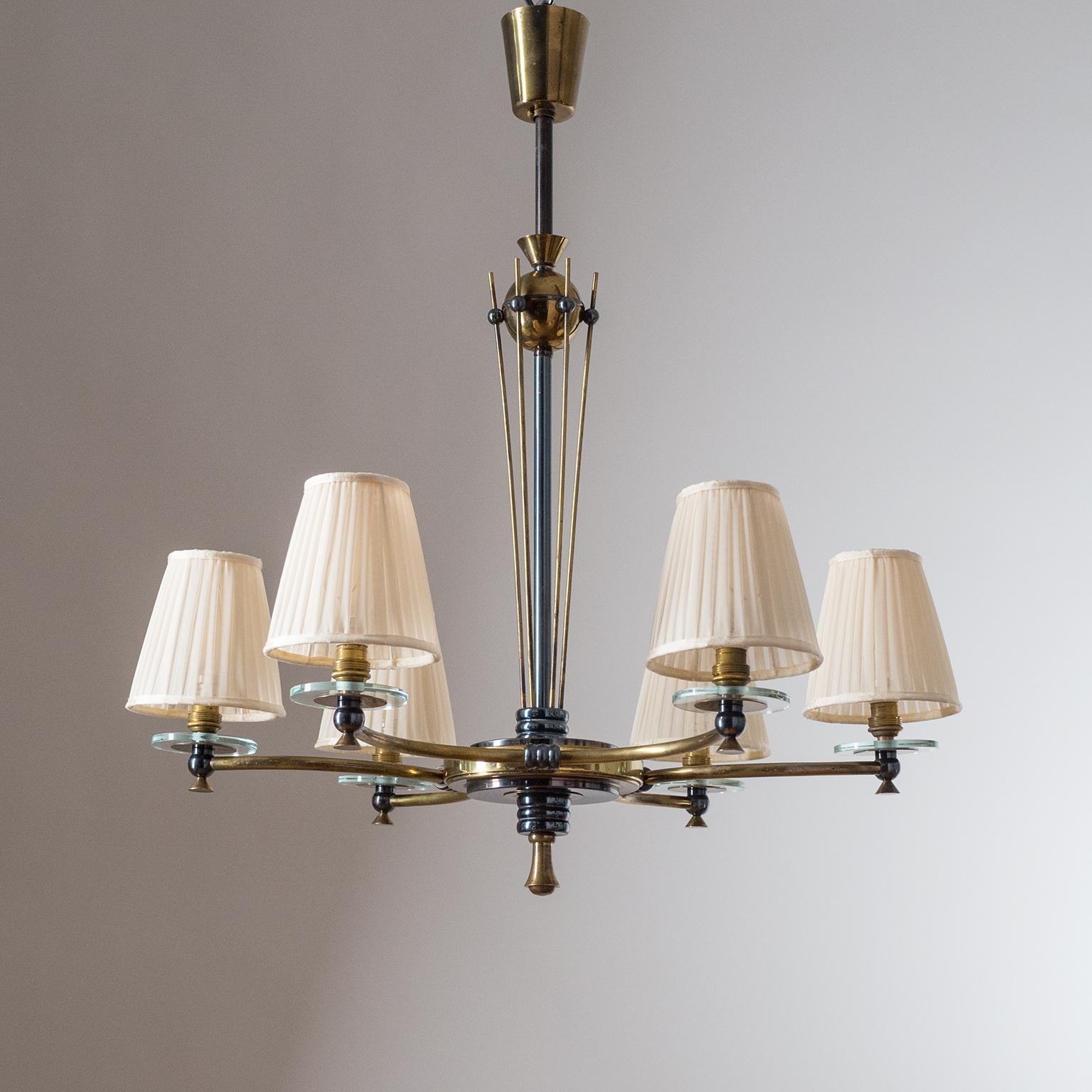 French Chandelier, circa 1950, Patinated Brass 4