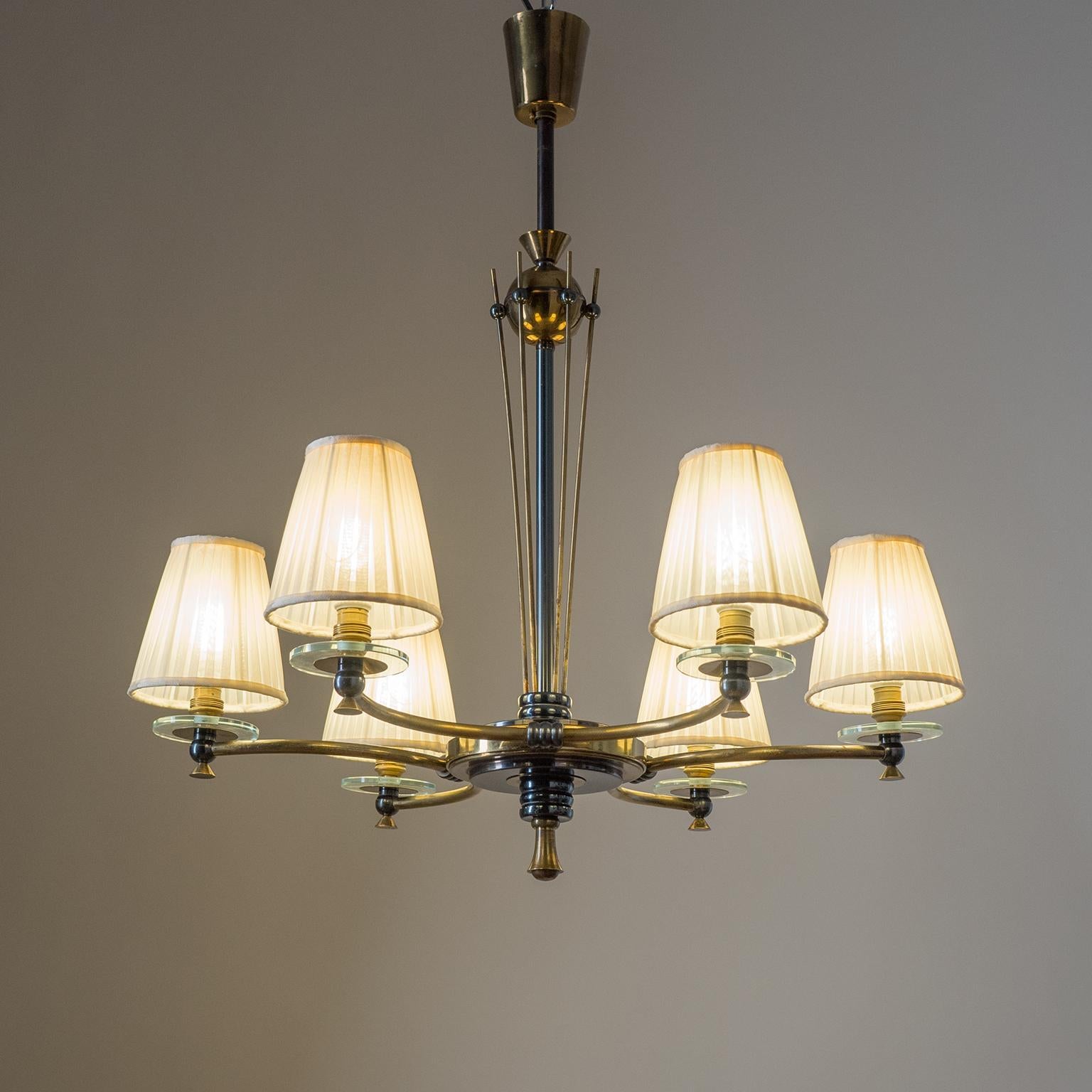 French Chandelier, circa 1950, Patinated Brass 14
