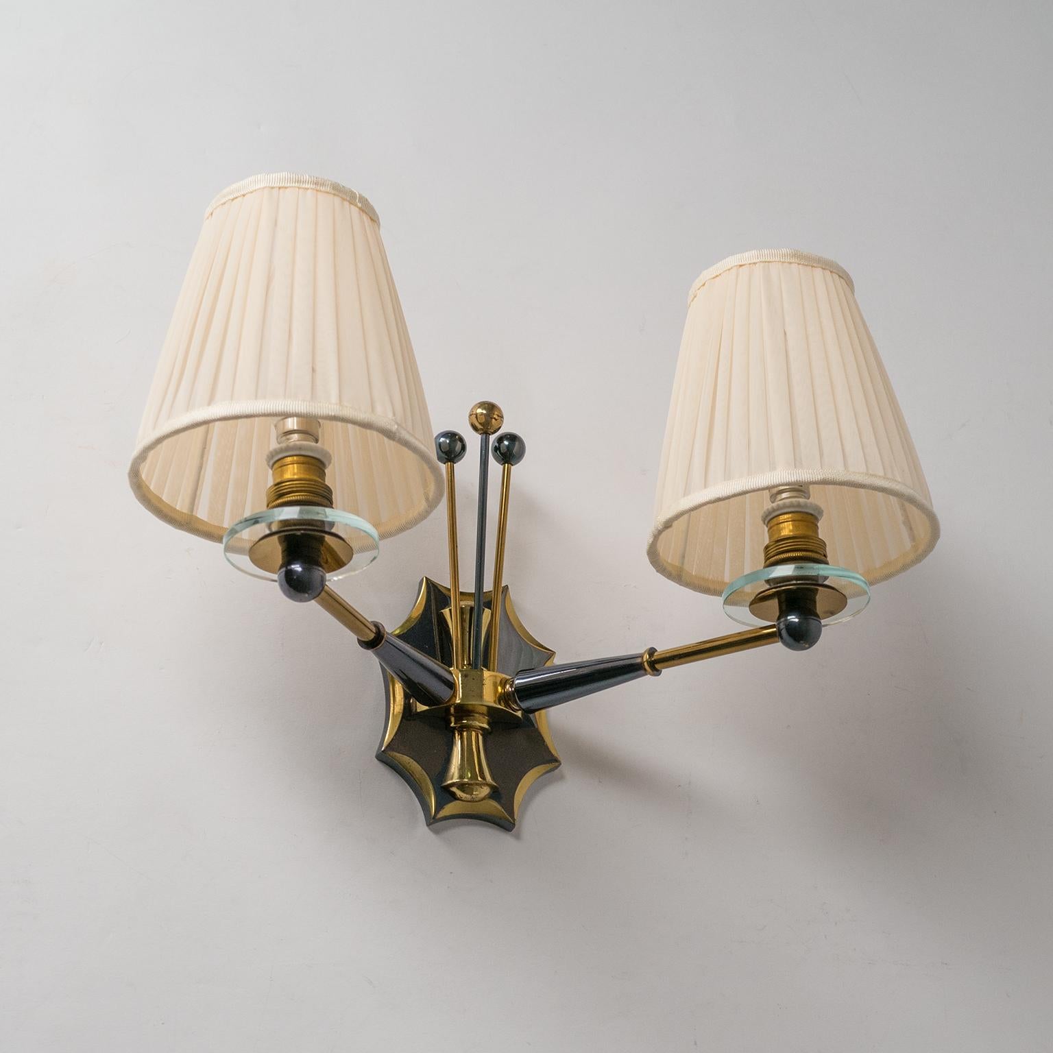 French Chandelier, circa 1950, Patinated Brass 2