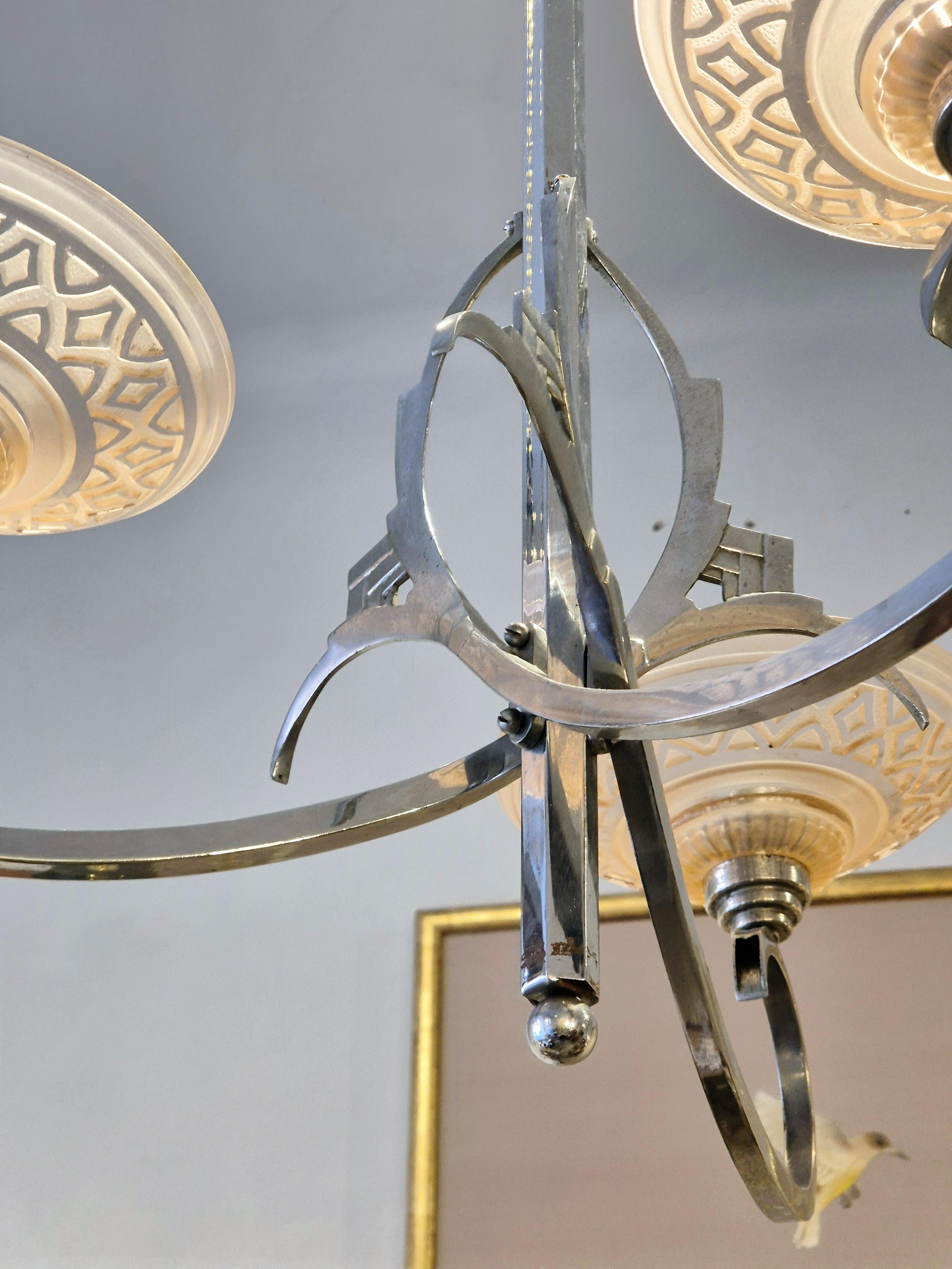Metallo Lampadario francese,  Art Déco in vendita