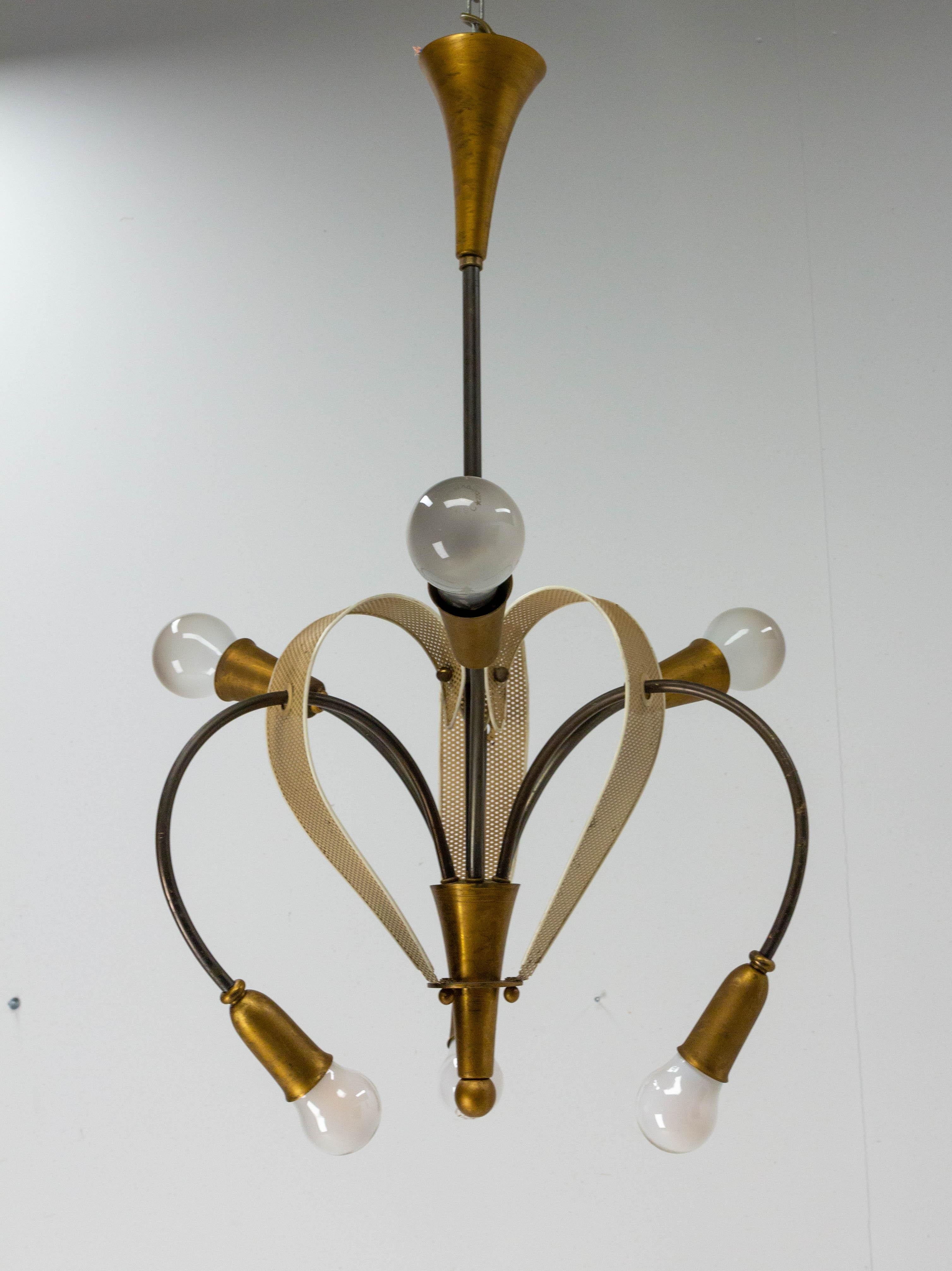 20th Century French Chandelier Ceiling Pendant Lustre c. 1950 by Pierre Guariche for Disderot For Sale