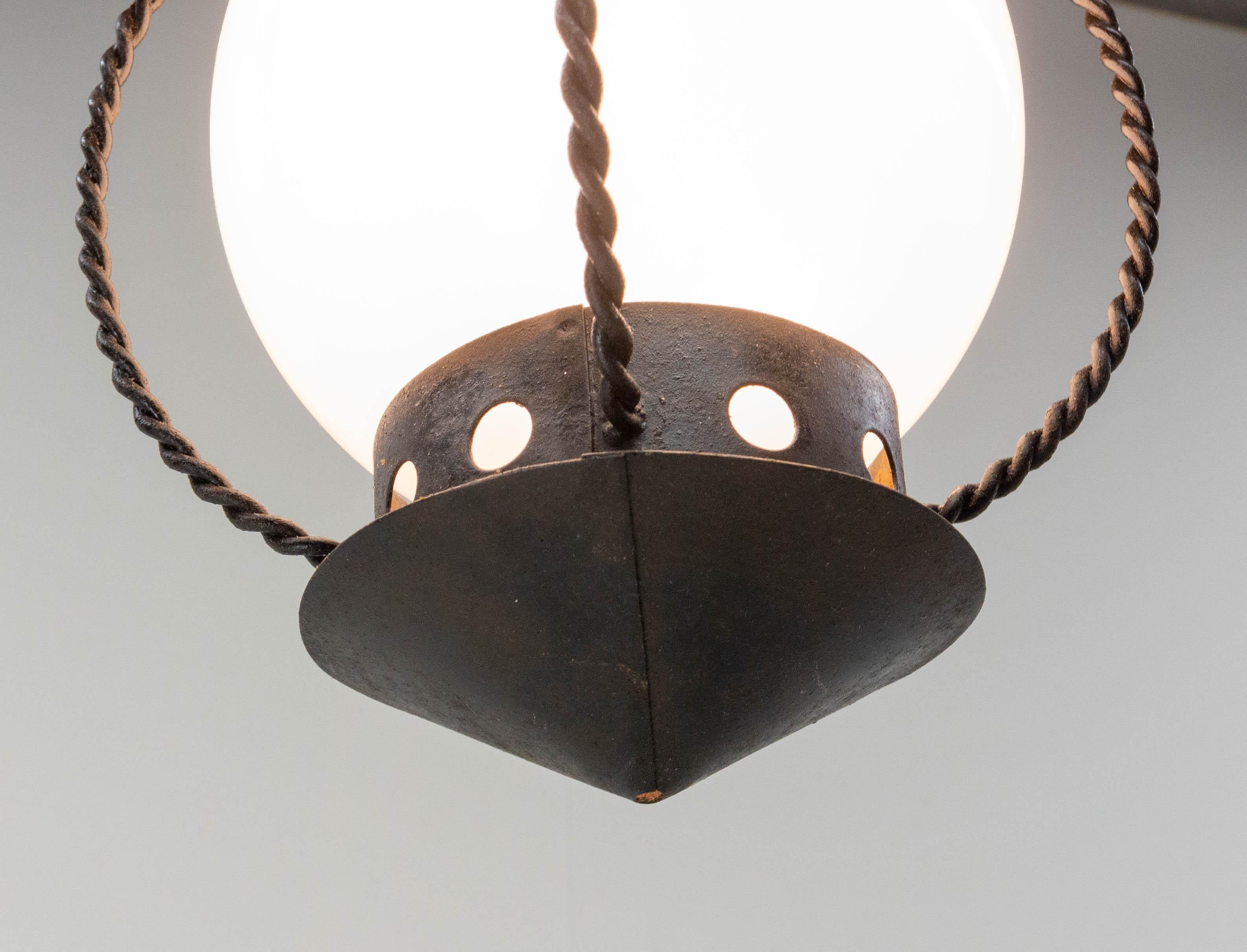 French Chandelier Ceiling Pendant Lustre, c. 1950 In Good Condition In Labrit, Landes