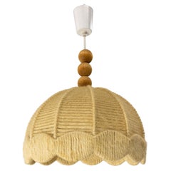 French Chandelier Ceiling Wool on Metallic Frame Pendant Lustre, circa 1970