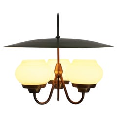 French Chandelier in Opaline and Brass