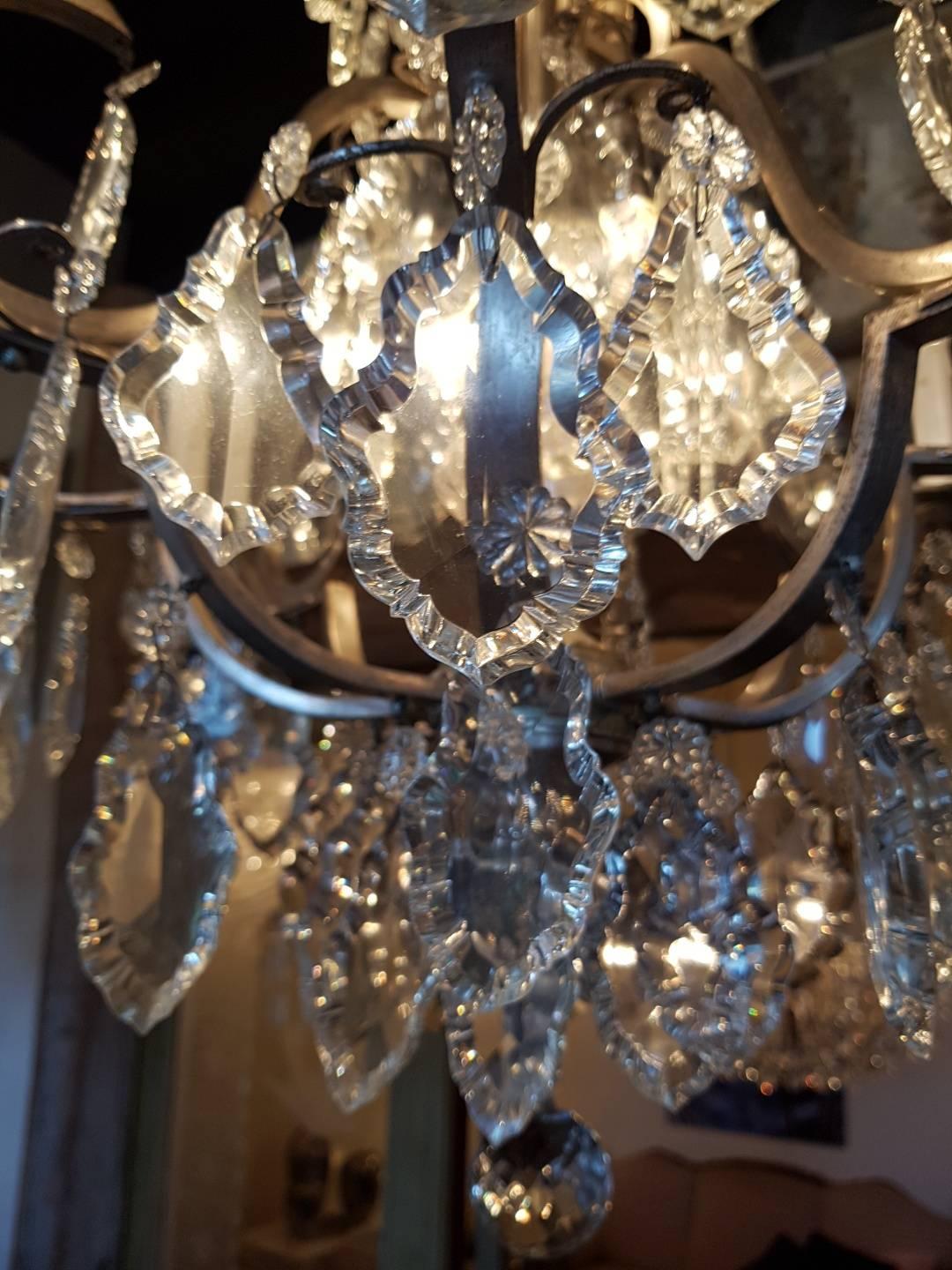 French Chandelier in Silver Color with 12 Lights, Early 1900 For Sale 5