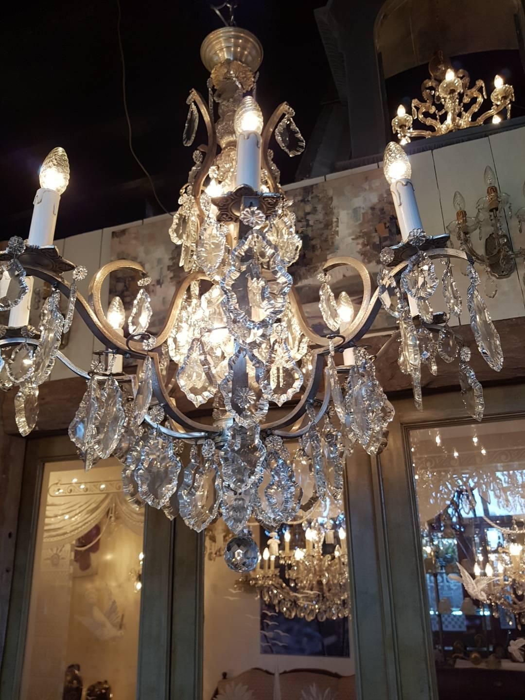 French Chandelier in Silver Color with 12 Lights, Early 1900 For Sale 7