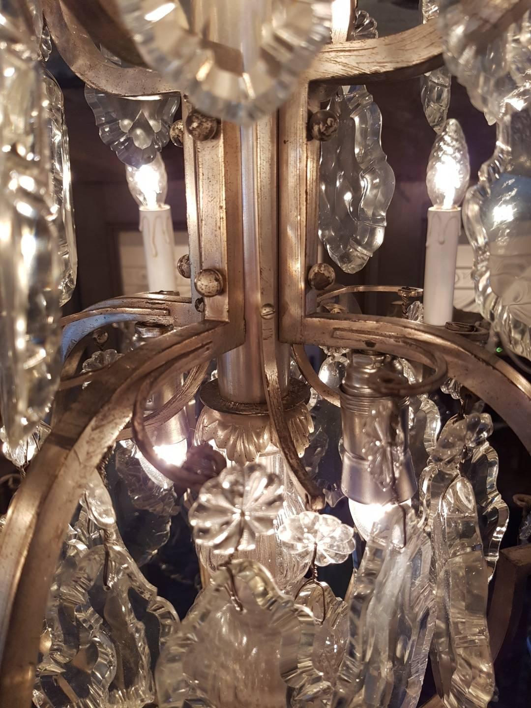 French Chandelier in Silver Color with 12 Lights, Early 1900 For Sale 8